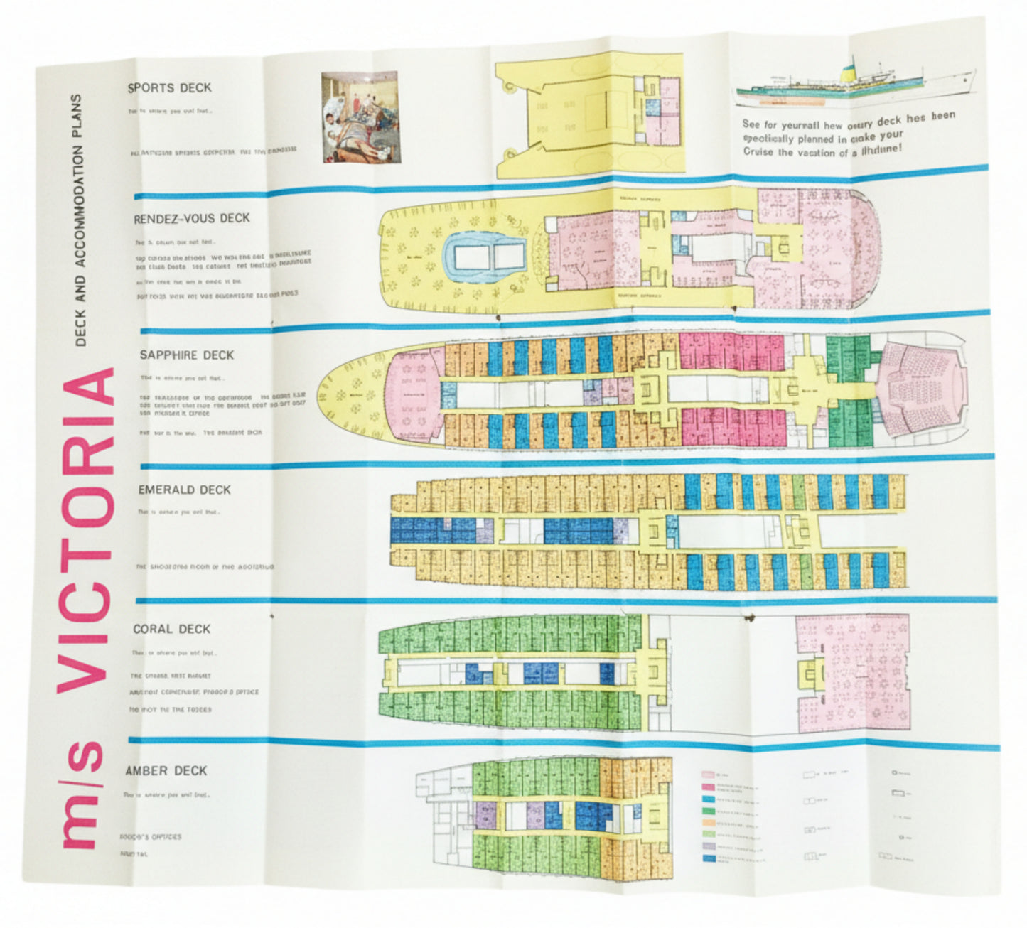 Incres Lines ms Victoria Deck Plans Cruise Brochure 1961 - TulipStuff