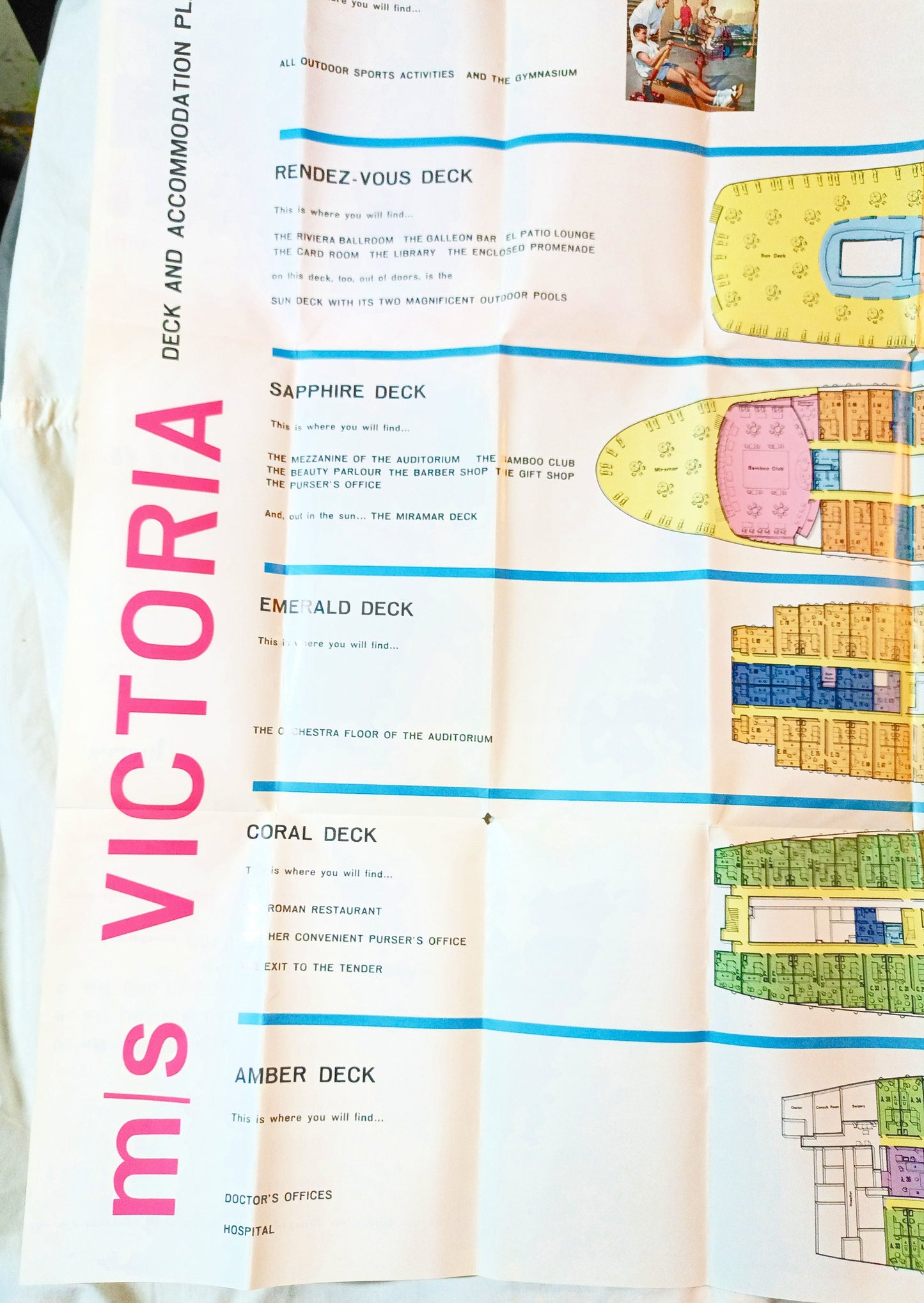 Incres Lines ms Victoria Deck Plans Cruise Brochure 1961 - TulipStuff