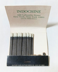 Indochine Restaurant Lafayette St NoHo New York City Matchbox 1990's - TulipStuff