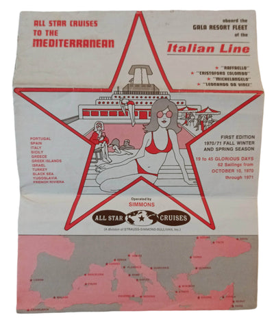Italian Line 1970-71 All Star Cruises To The Mediterranean Brochure - TulipStuff