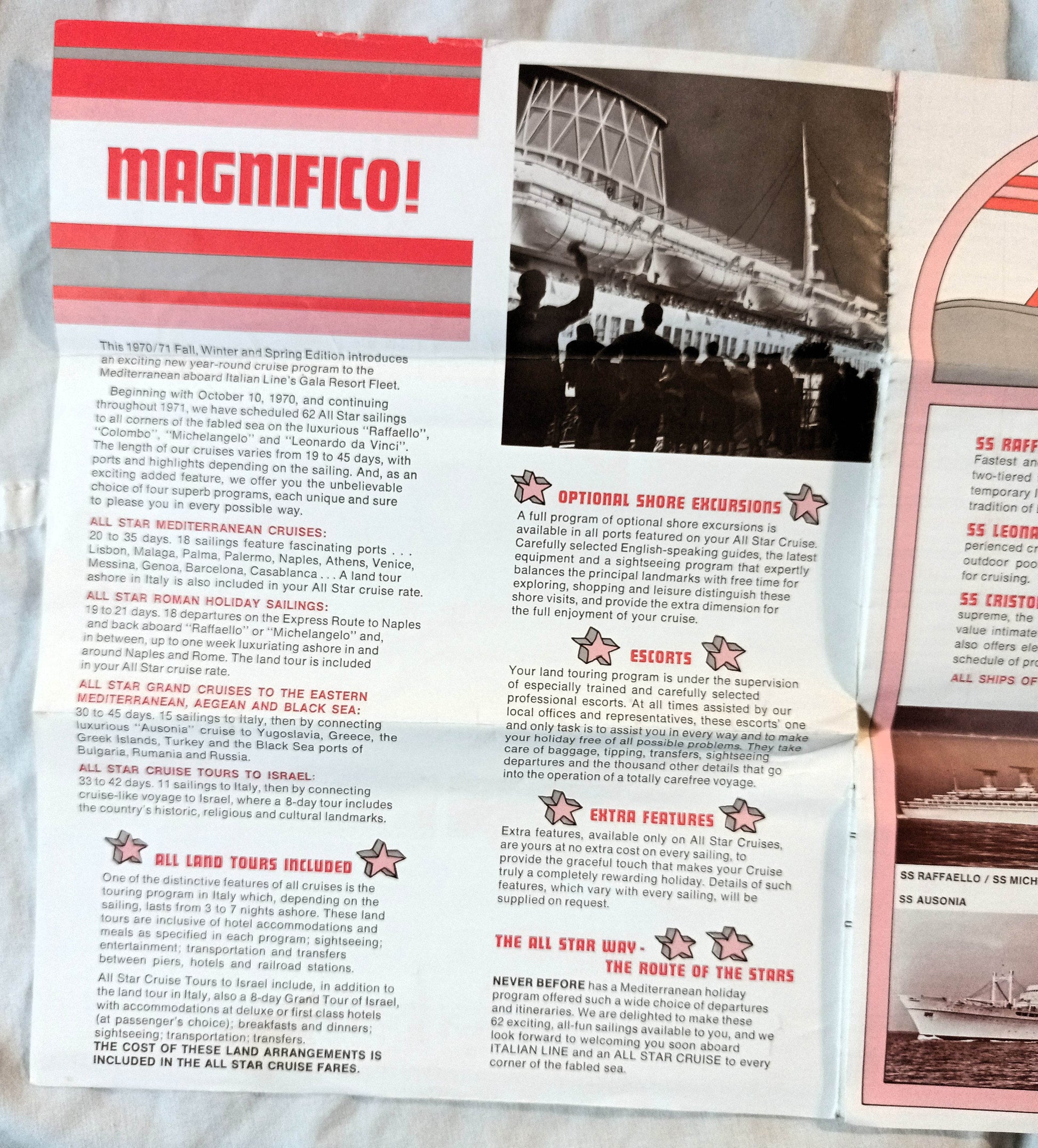 Italian Line 1970-71 All Star Cruises To The Mediterranean Brochure - TulipStuff