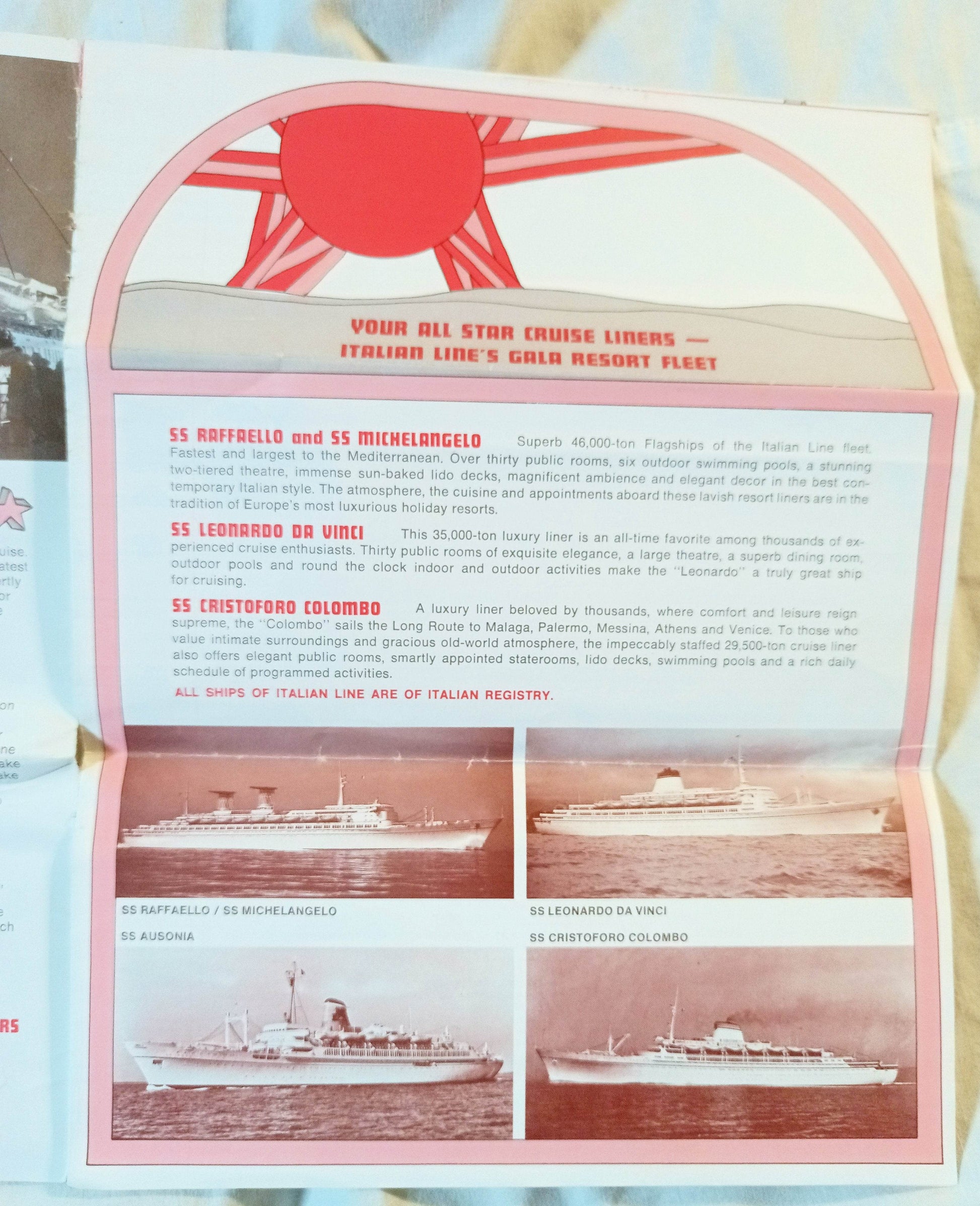 Italian Line 1970-71 All Star Cruises To The Mediterranean Brochure - TulipStuff