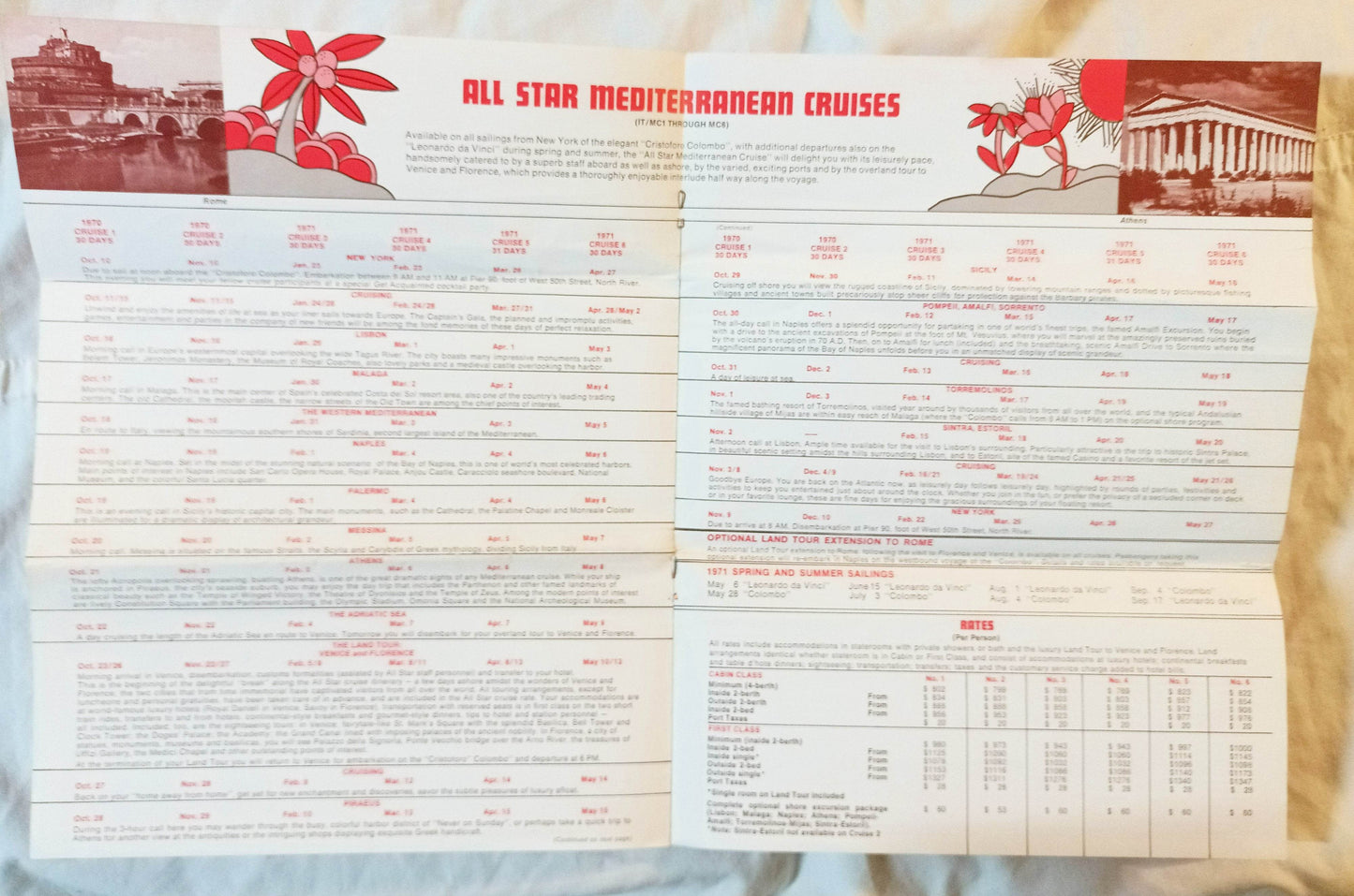 Italian Line 1970-71 All Star Cruises To The Mediterranean Brochure - TulipStuff