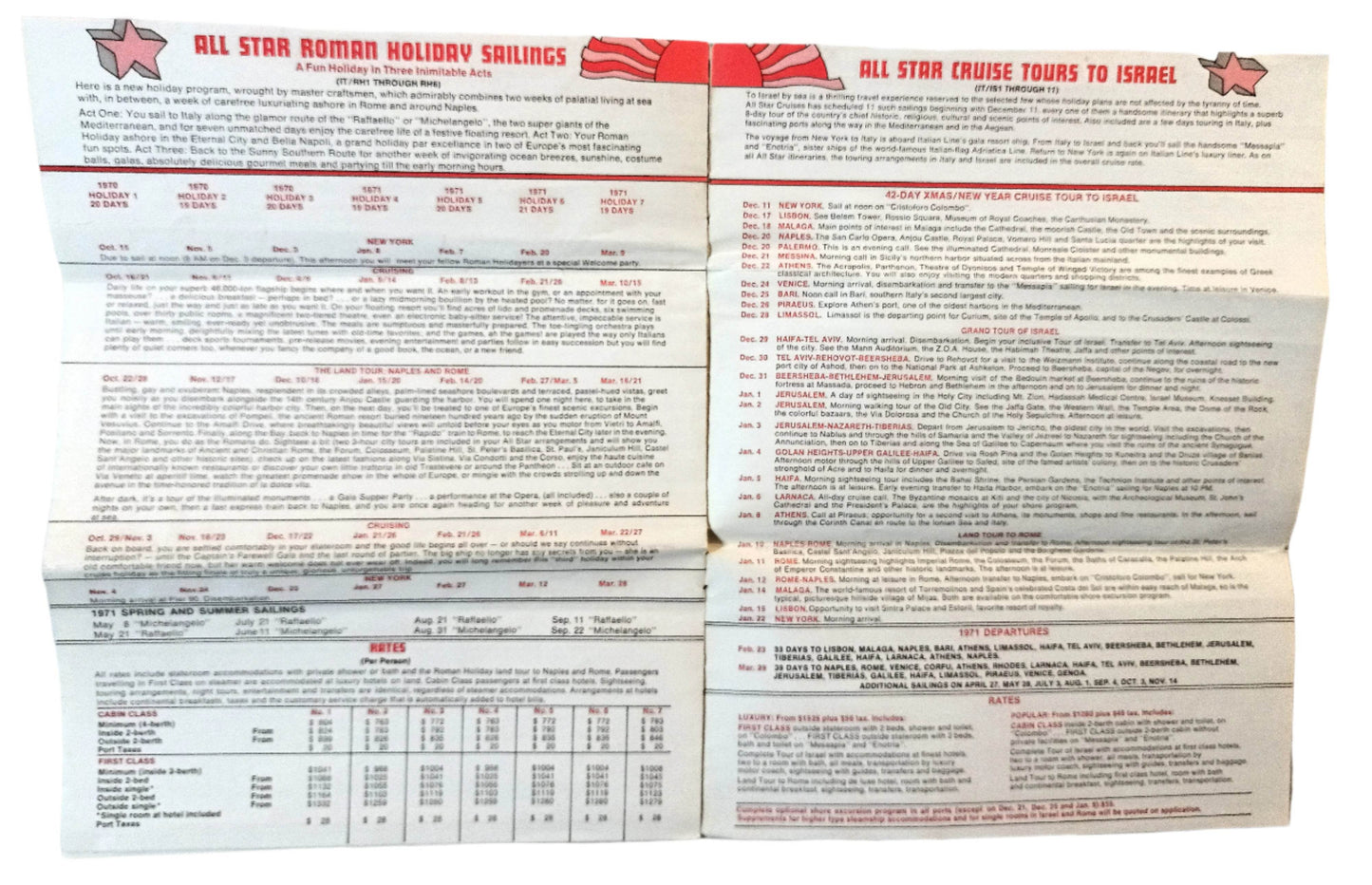 Italian Line 1970-71 All Star Cruises To The Mediterranean Brochure - TulipStuff