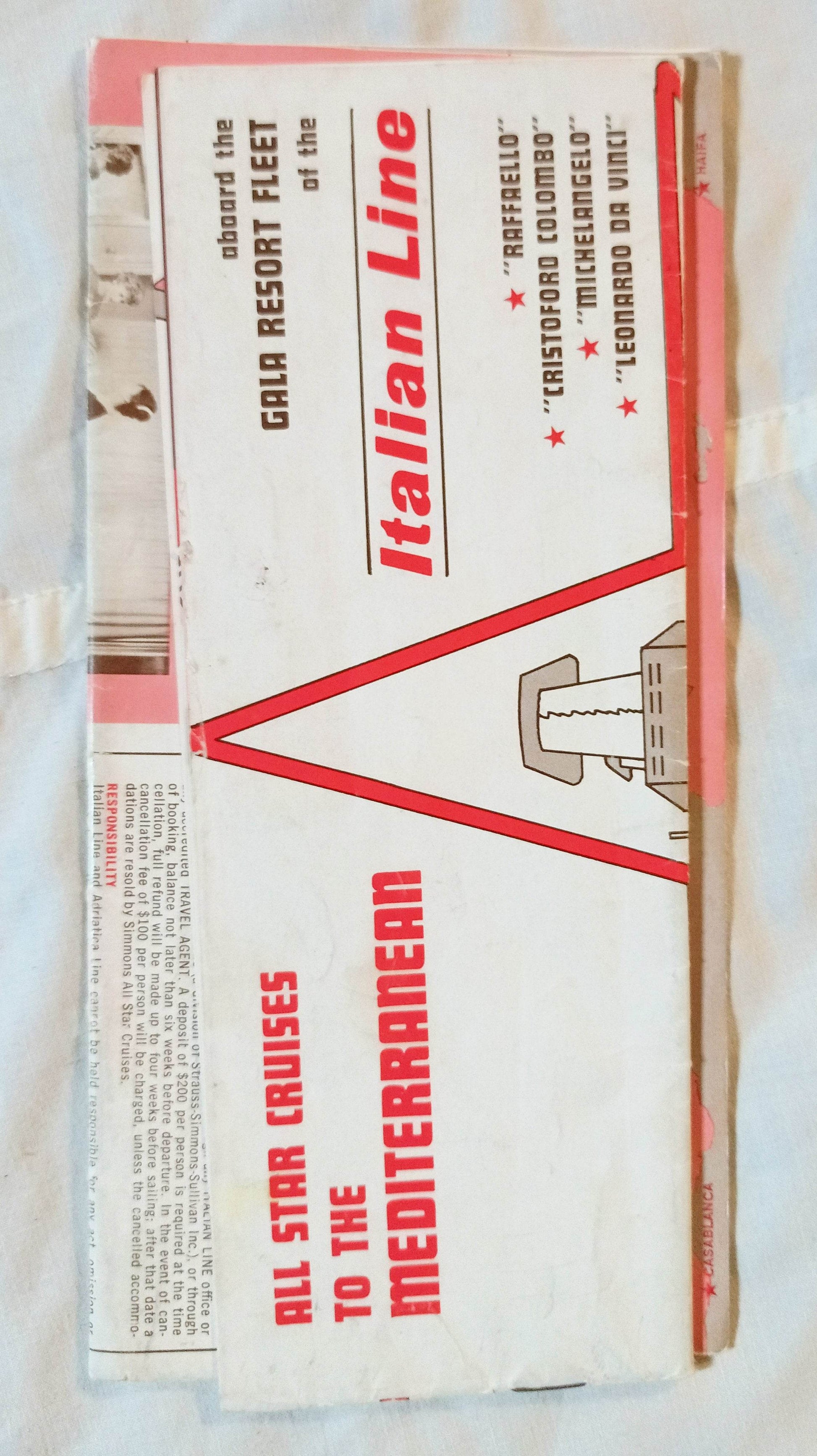 Italian Line 1970-71 All Star Cruises To The Mediterranean Brochure - TulipStuff