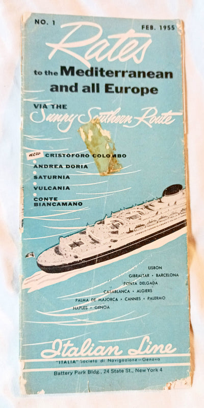 Italian Line 1955 Mediterranean Europe Brochure Andrea Doria Vulcania - TulipStuff