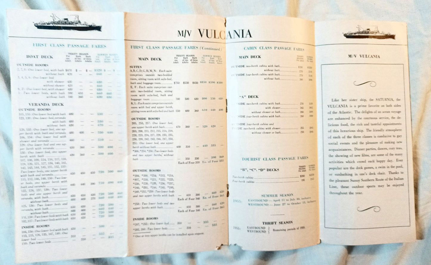 Italian Line 1955 Mediterranean Europe Brochure Andrea Doria Vulcania - TulipStuff