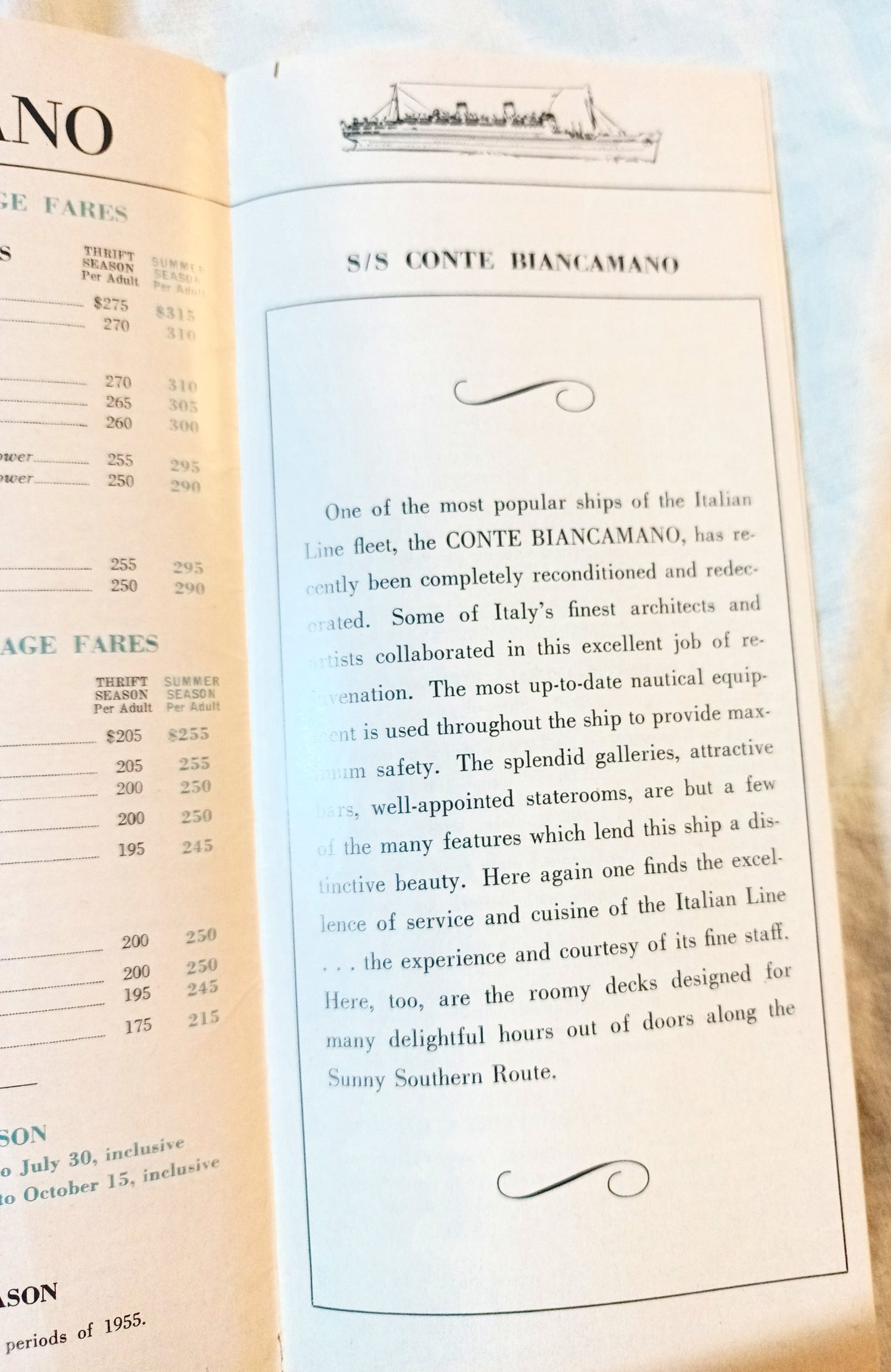 Italian Line 1955 Mediterranean Europe Brochure Andrea Doria Vulcania - TulipStuff