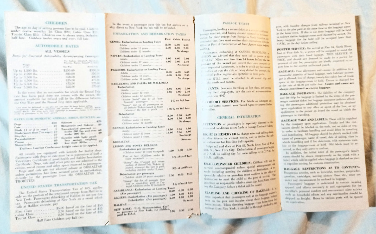 Italian Line 1955 Mediterranean Europe Brochure Andrea Doria Vulcania - TulipStuff