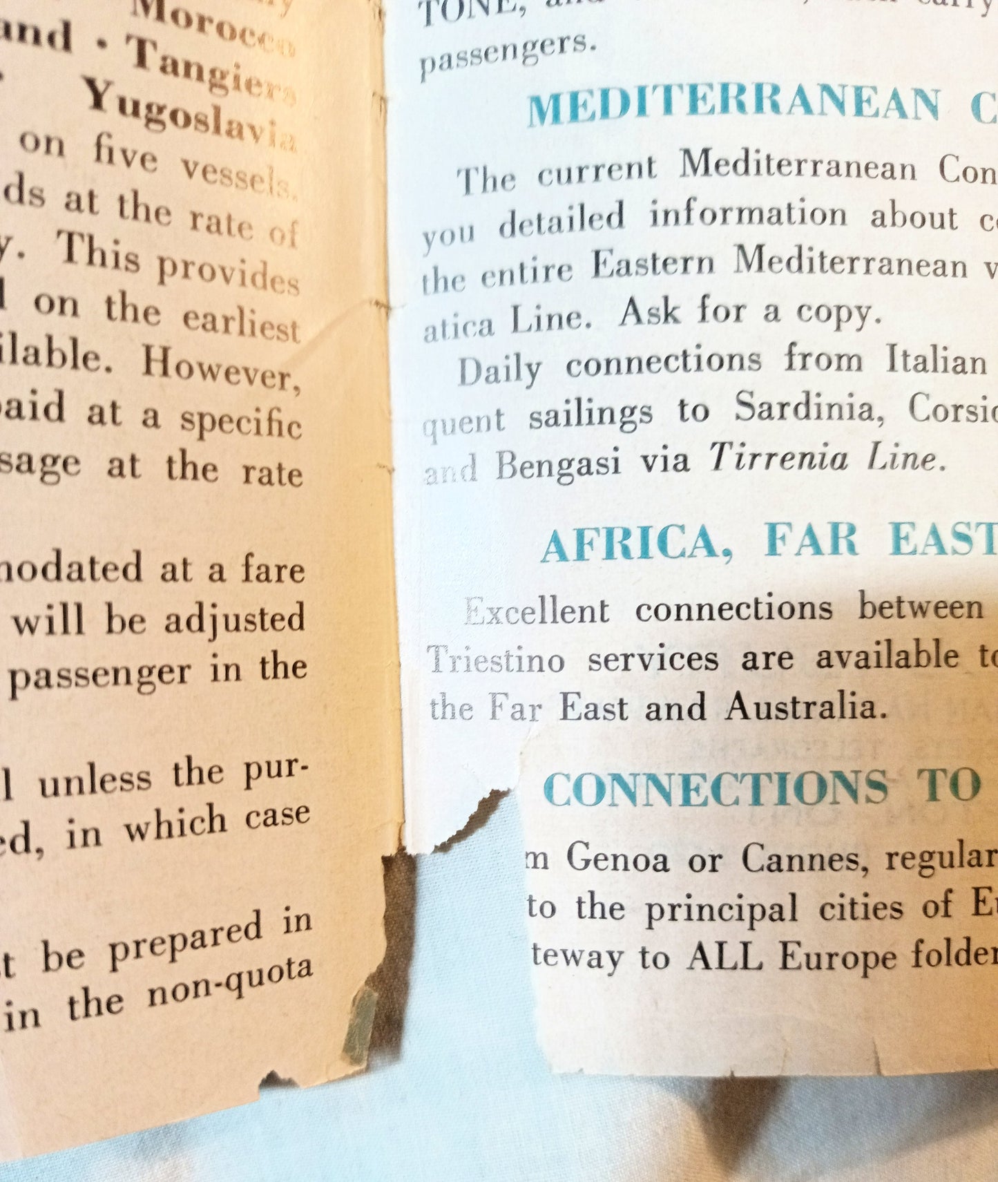 Italian Line 1955 Mediterranean Europe Brochure Andrea Doria Vulcania - TulipStuff