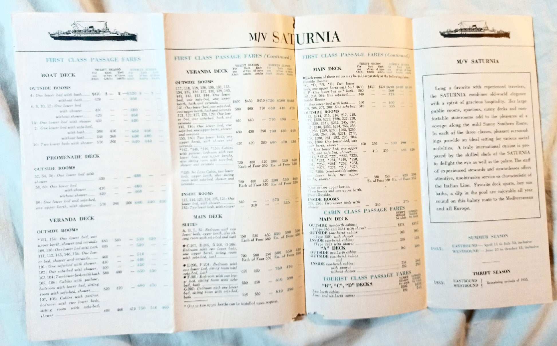 Italian Line 1955 Mediterranean Europe Brochure Andrea Doria Vulcania - TulipStuff