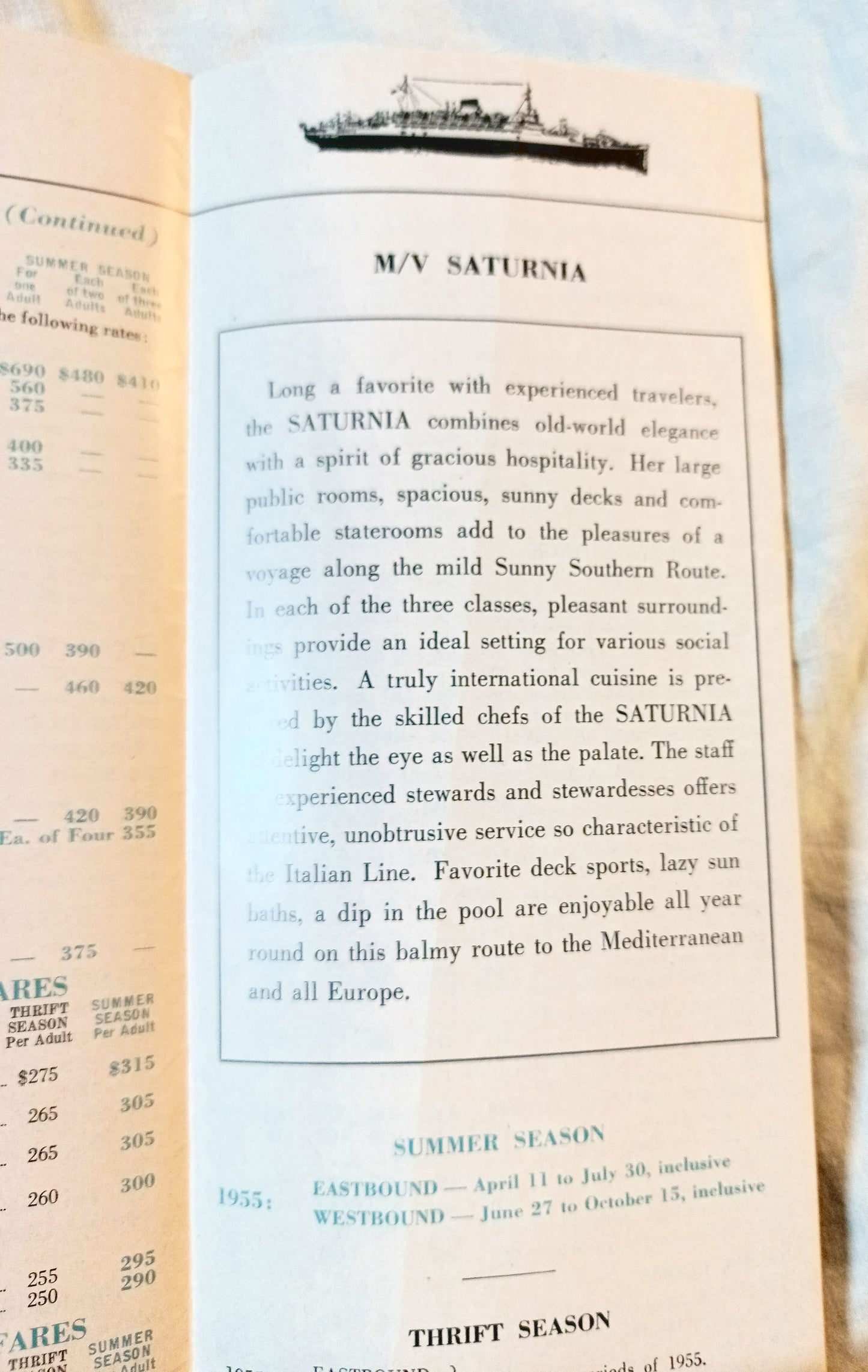 Italian Line 1955 Mediterranean Europe Brochure Andrea Doria Vulcania - TulipStuff