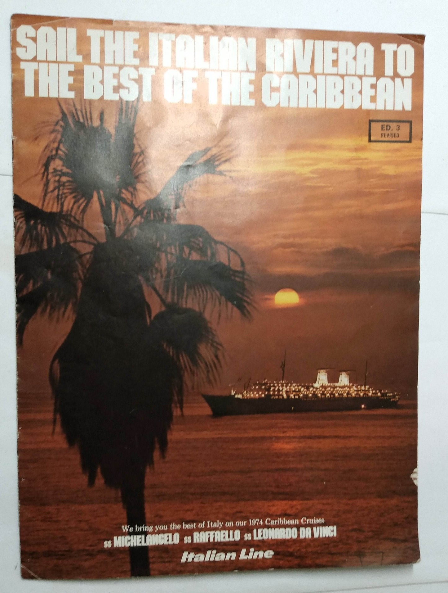 Italian Line 1974 Caribbean Cruises Brochure Michelangelo Raffaello - TulipStuff