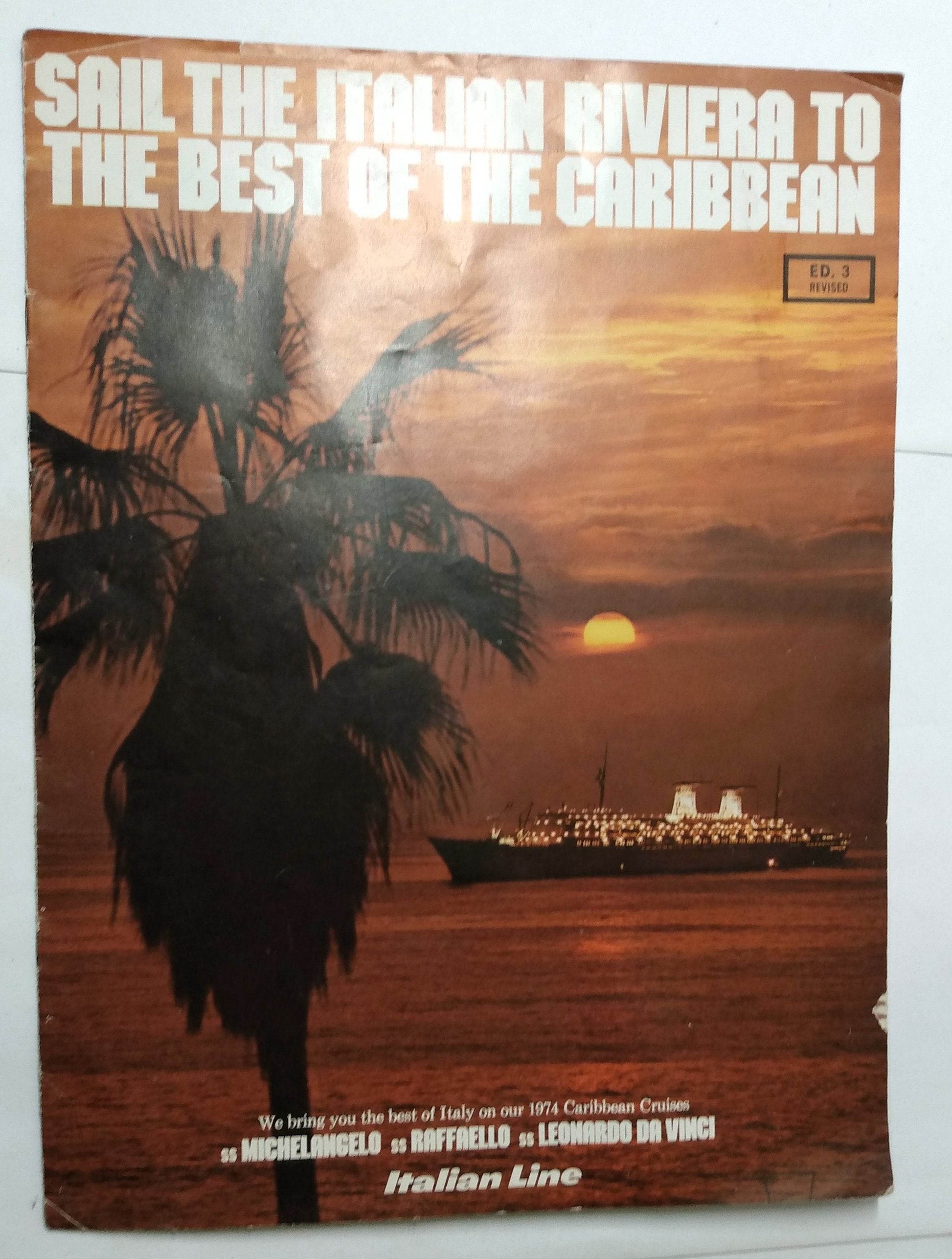Italian Line 1974 Caribbean Cruises Brochure Michelangelo Raffaello - TulipStuff