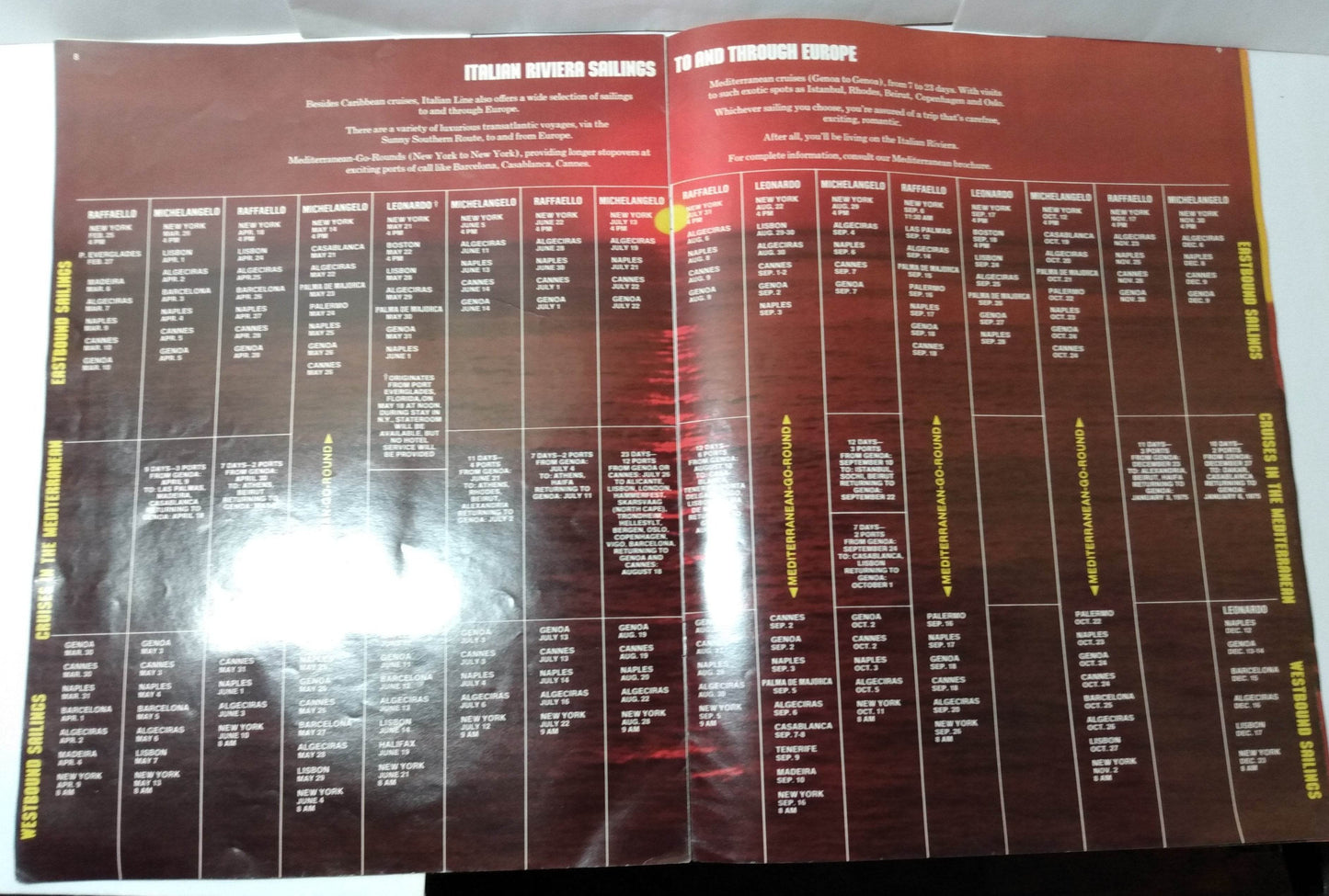 Italian Line 1974 Caribbean Cruises Brochure Michelangelo Raffaello - TulipStuff