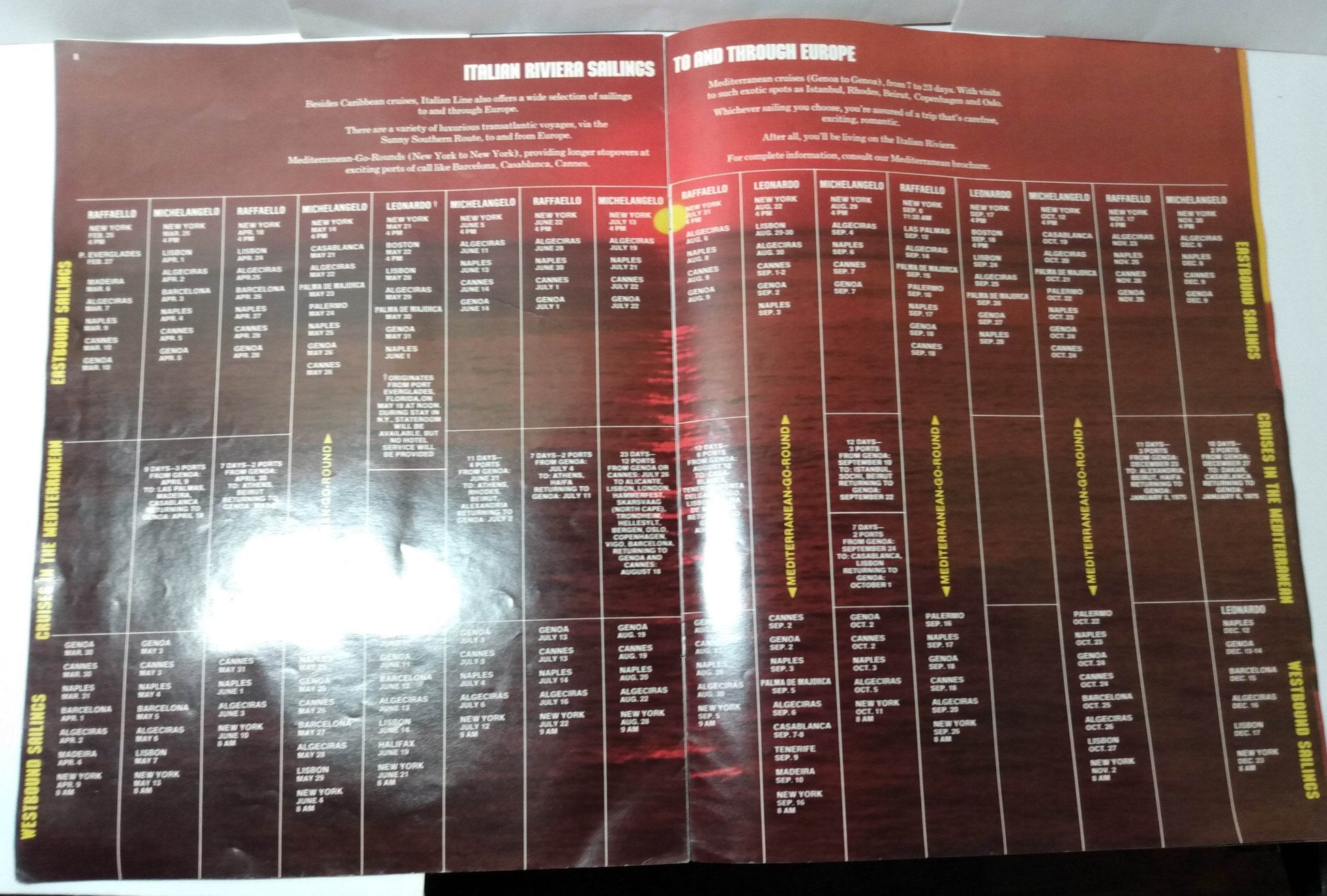 Italian Line 1974 Caribbean Cruises Brochure Michelangelo Raffaello - TulipStuff