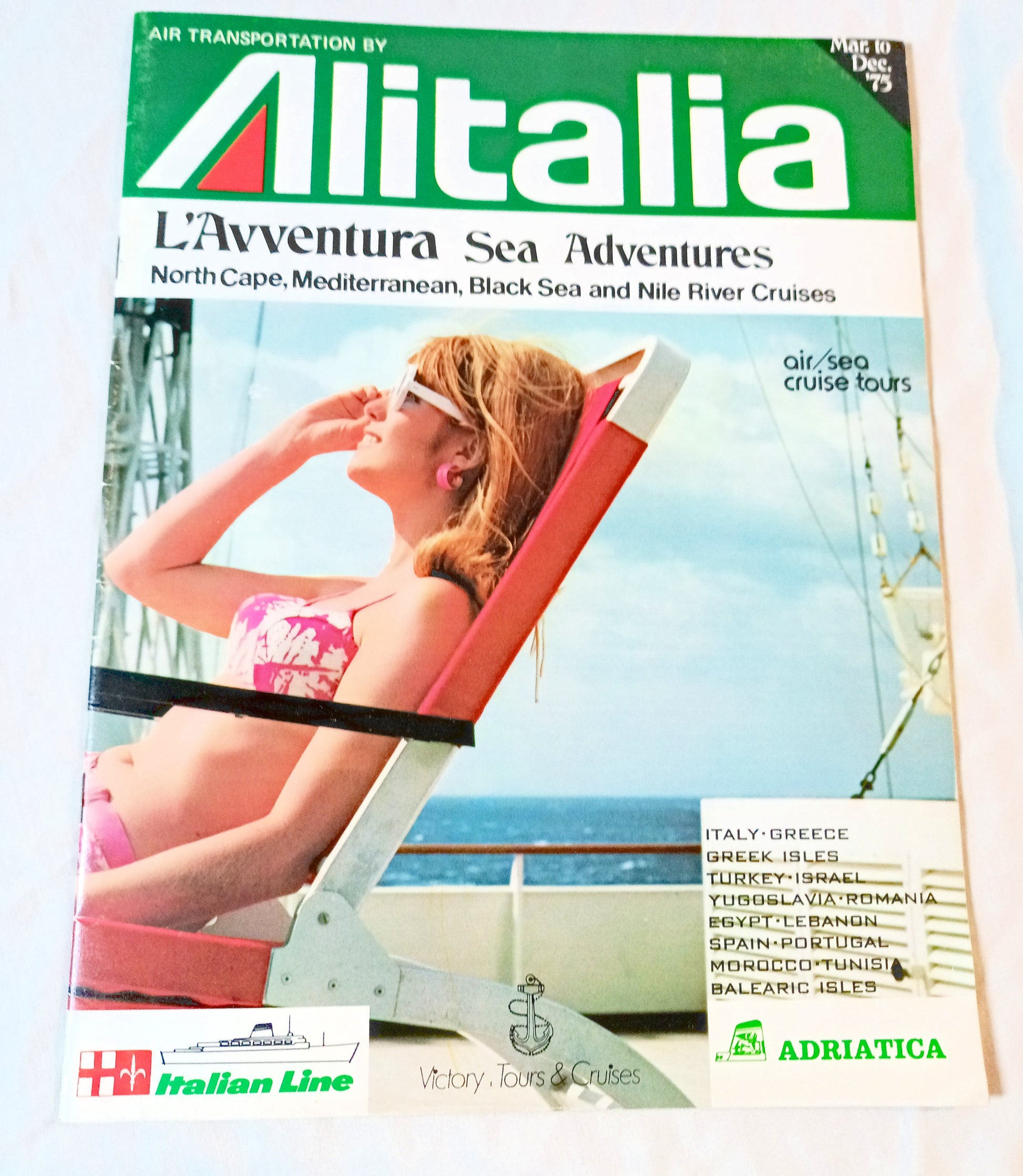 Italian Line Adriatica Line Alitalia 1975 Mediterranean Africa Fly Cruises - TulipStuff