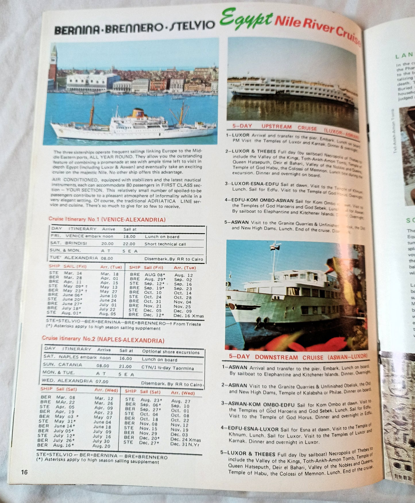 Italian Line Adriatica Line Alitalia 1975 Mediterranean Africa Fly Cruises - TulipStuff