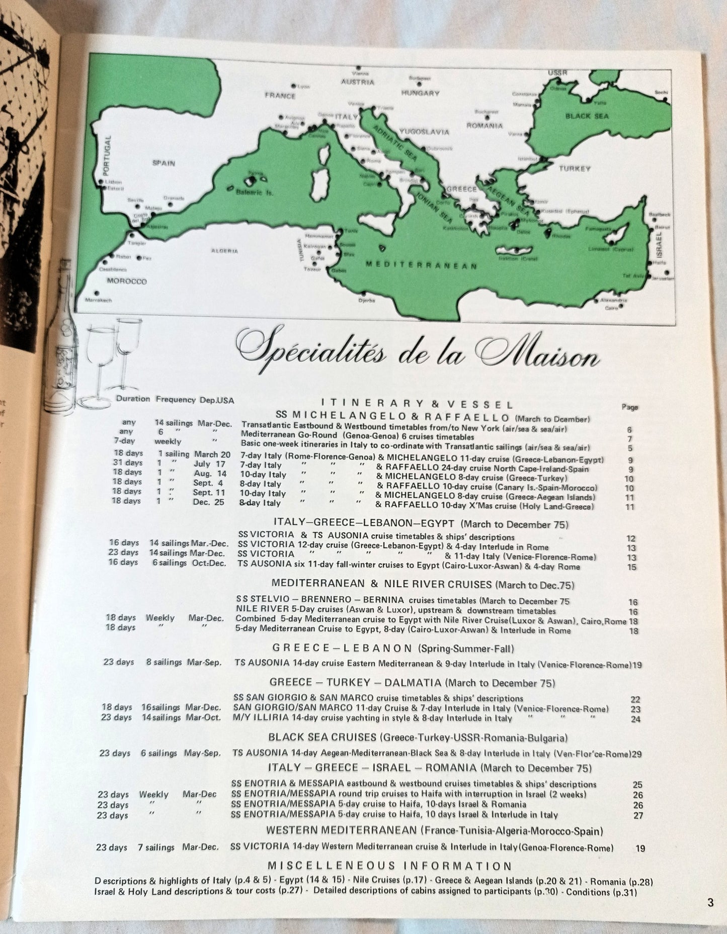 Italian Line Adriatica Line Alitalia 1975 Mediterranean Africa Fly Cruises - TulipStuff