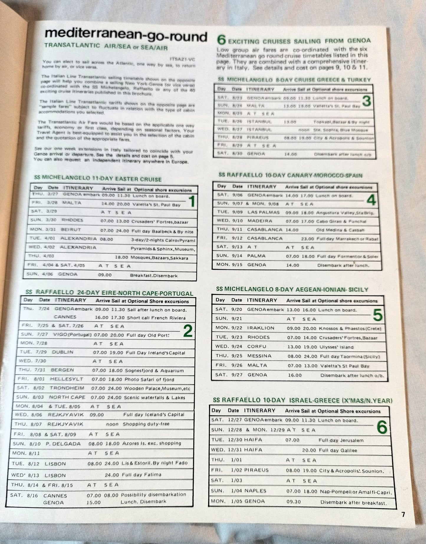 Italian Line Adriatica Line Alitalia 1975 Mediterranean Africa Fly Cruises - TulipStuff