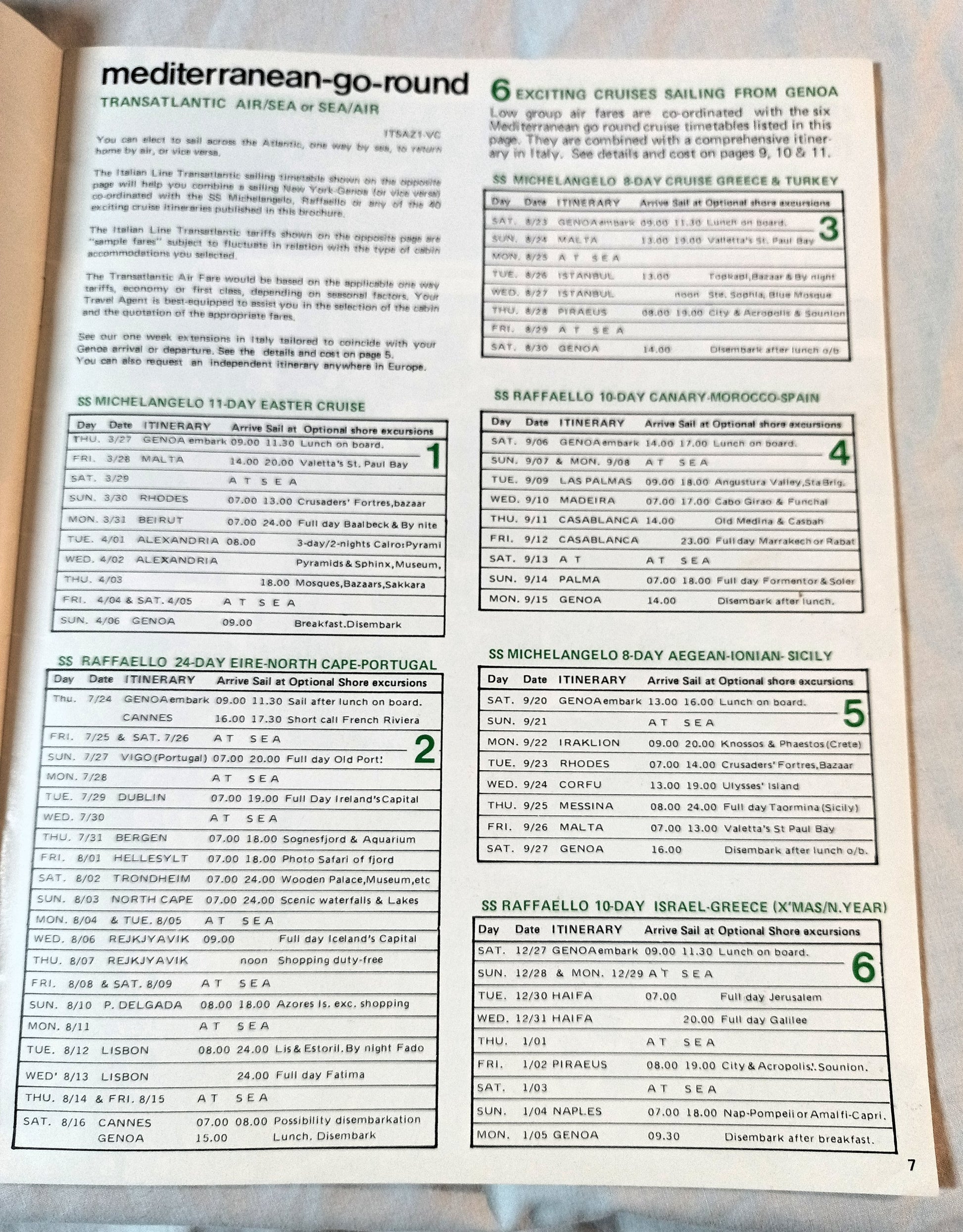 Italian Line Adriatica Line Alitalia 1975 Mediterranean Africa Fly Cruises - TulipStuff