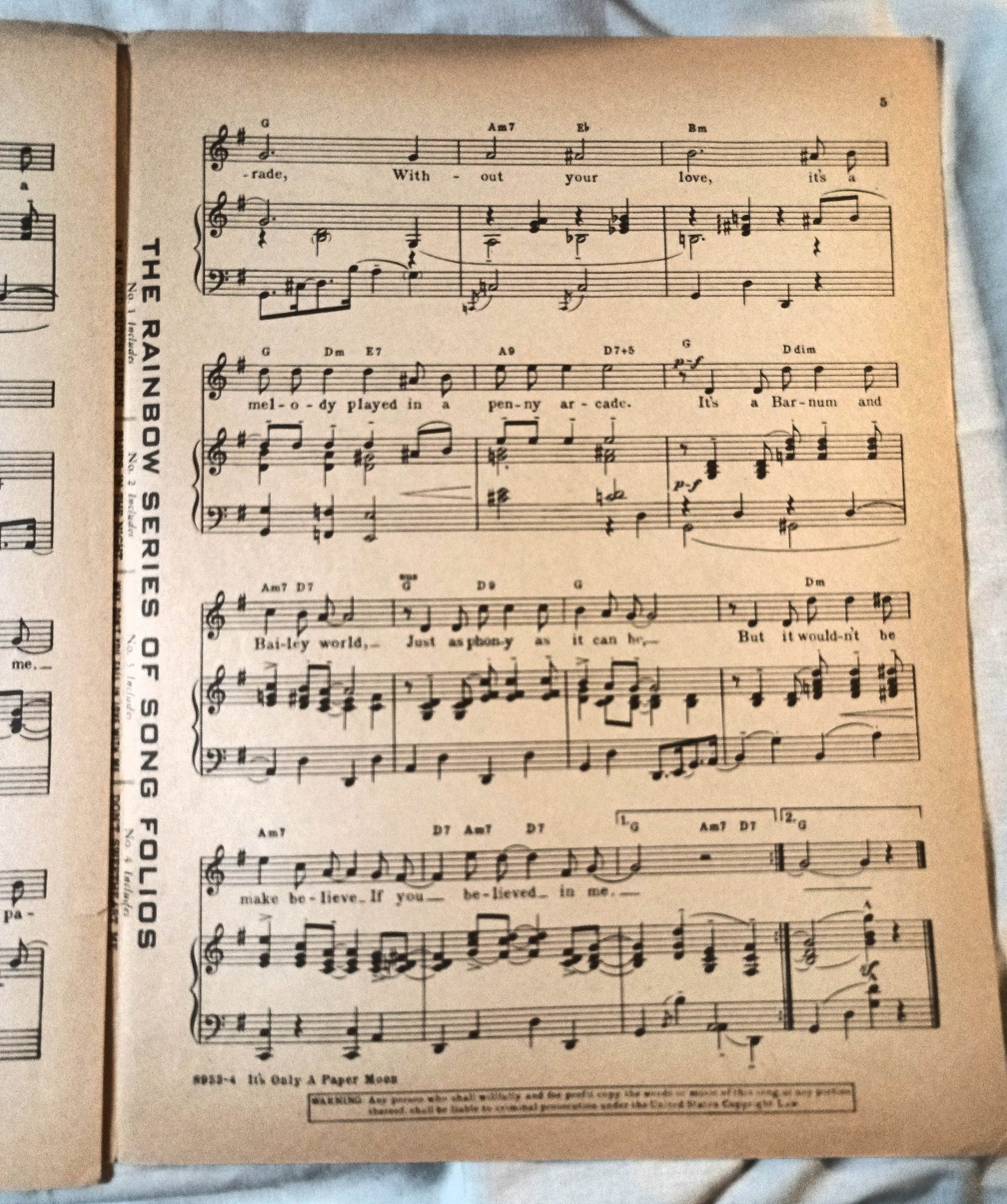 It's Only A Paper Moon Too Young To Know Joan Leslie Sheet Music 1933 - TulipStuff