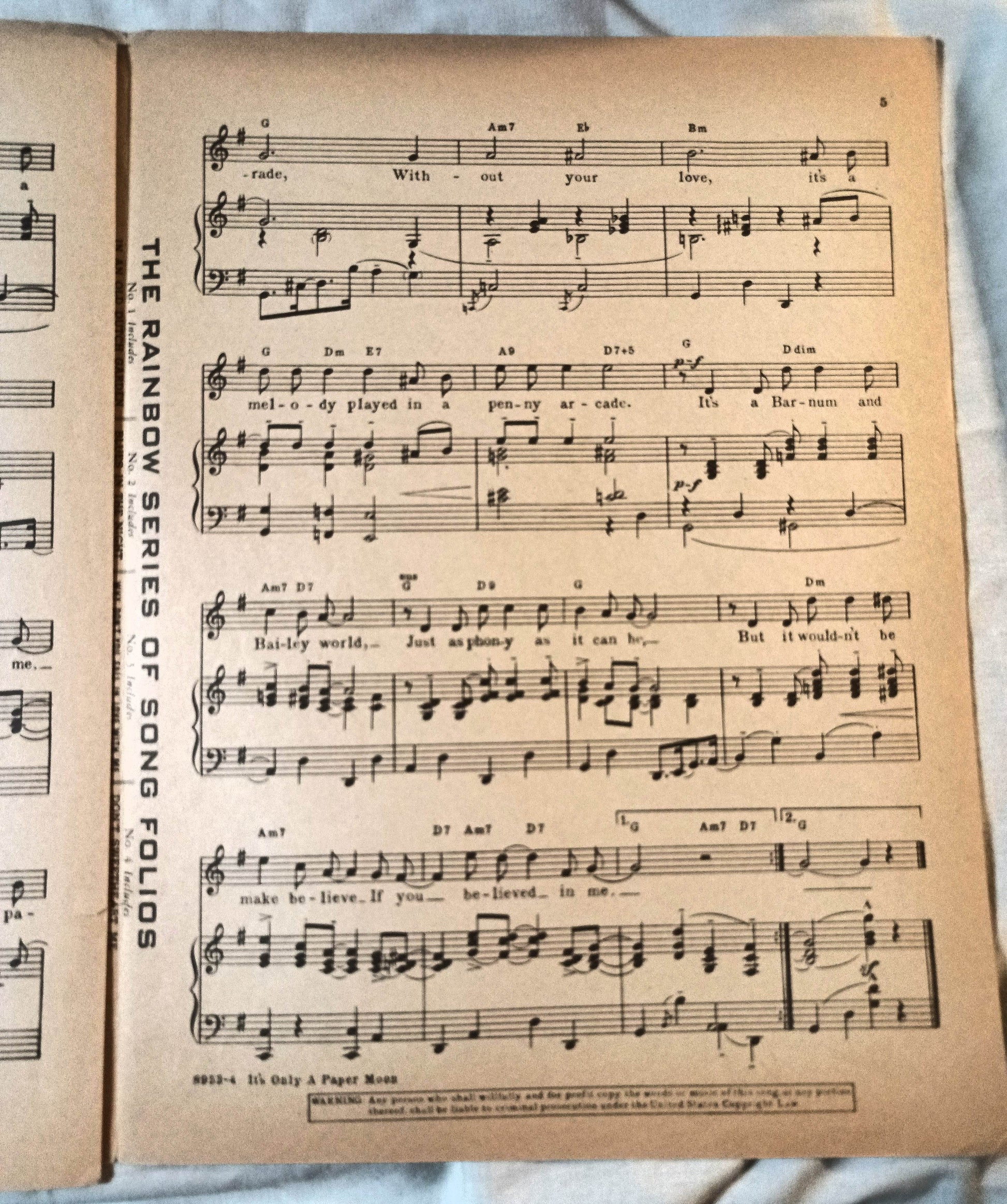 It's Only A Paper Moon Too Young To Know Joan Leslie Sheet Music 1933 - TulipStuff