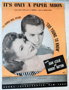 It's Only A Paper Moon Too Young To Know Joan Leslie Sheet Music 1933 - TulipStuff
