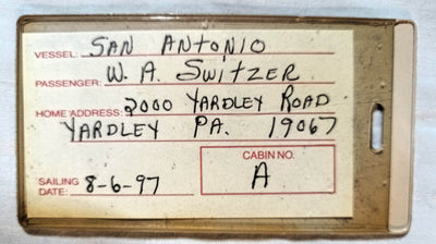 Ivaran Lines M/V San Antonio Hard Plastic Luggage Tag 1997 - TulipStuff