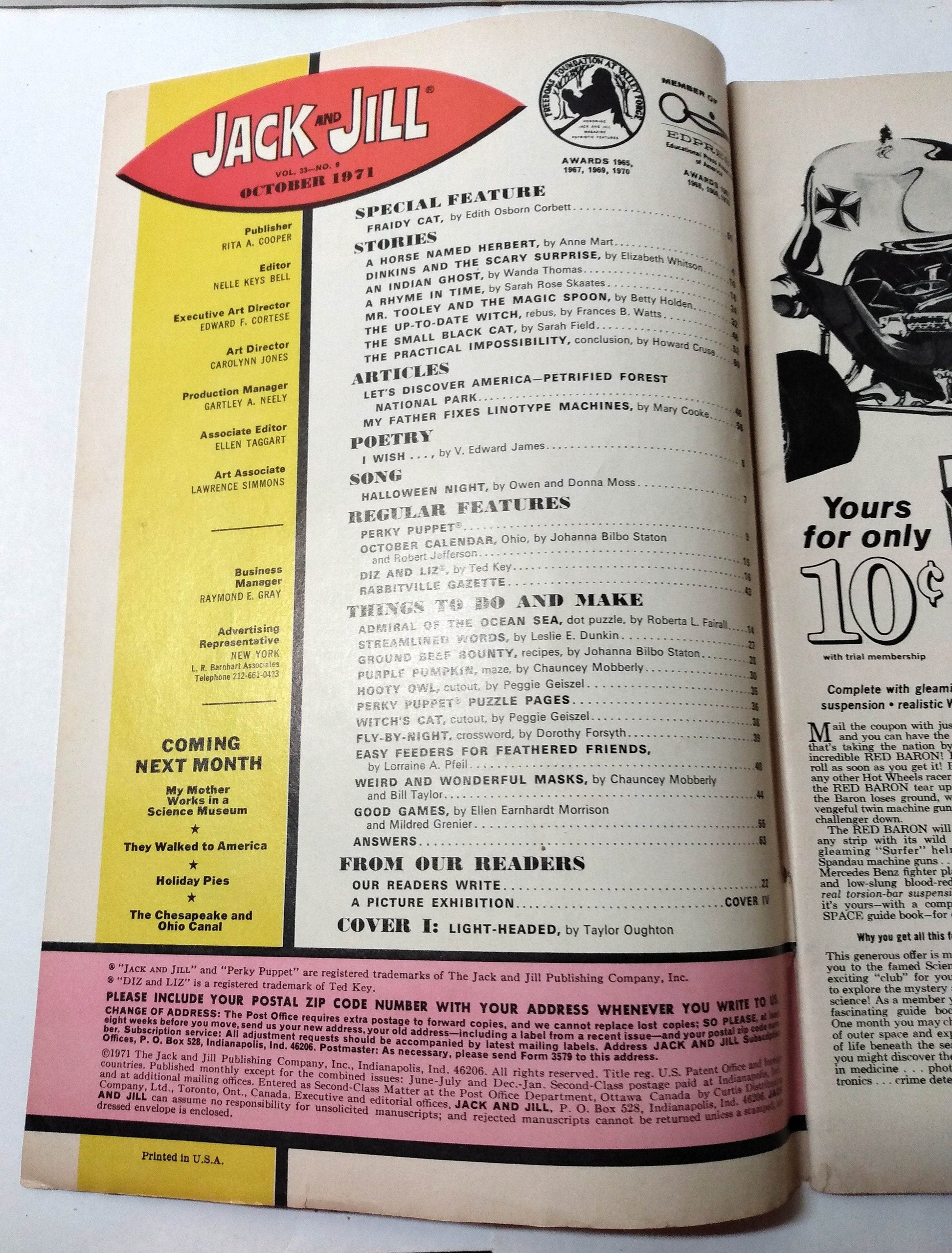 Jack and Jill Magazine Halloween Issue October 1971 Linotype Machines - TulipStuff