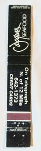 Jacques Seafood Telegraph Rd Bingham Farms Matchbook Cover 1980's - TulipStuff