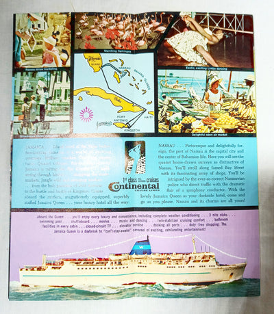 Jamaica Queen Continental Cruise Lines Nassau/Jamaica Brochure 1968 - TulipStuff