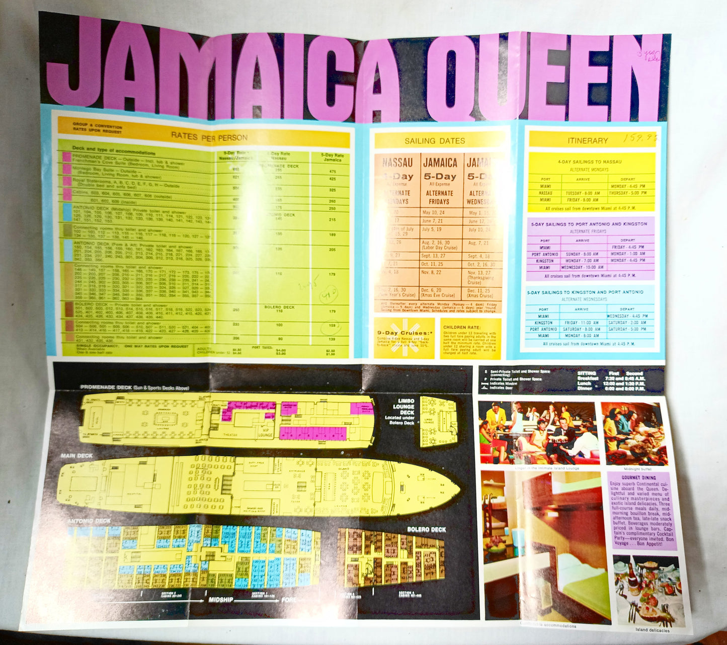 Jamaica Queen Continental Cruise Lines Nassau/Jamaica Brochure 1968 - TulipStuff
