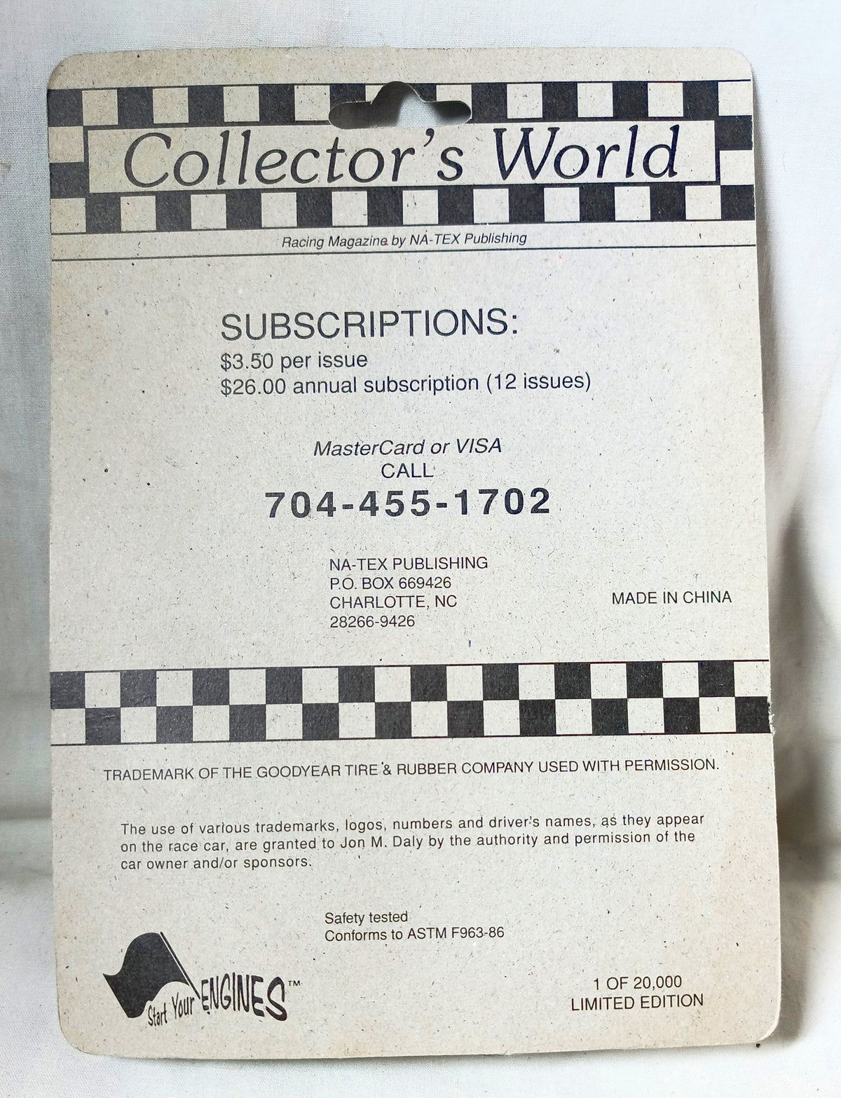 Funstuf Jeff McClure #83 Collectors World SurfAir Oldsmobile 1992 - TulipStuff