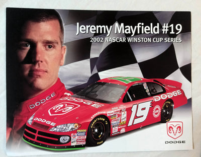Jeremy Mayfield 2002 #18 Dodge Intrepid R/T NASCAR Photo Card 11x8.5  TulipStuff