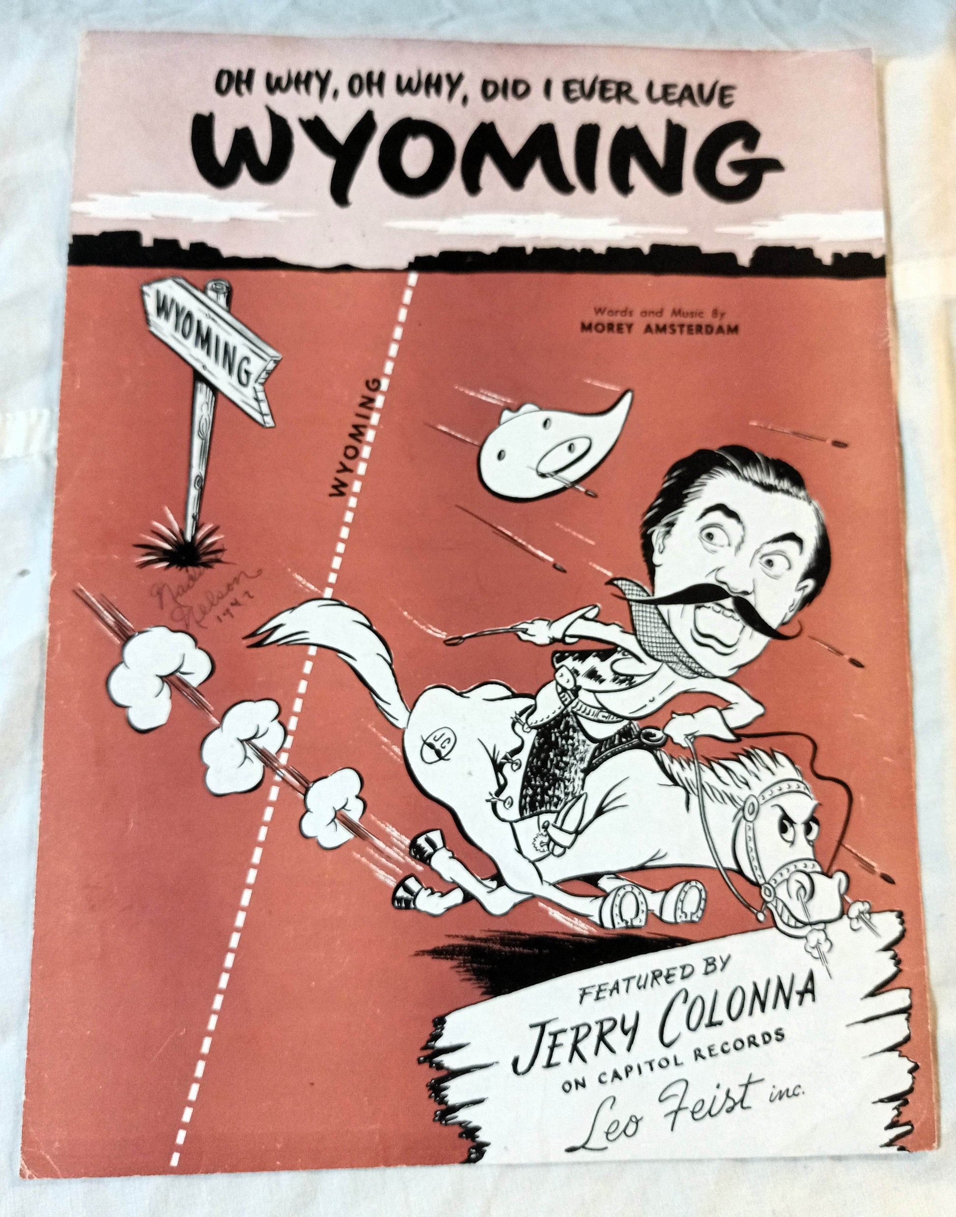 Oh Why Oh Why Did I Ever Leave Wyoming Jerry Colonna Sheet Music 1946 - TulipStuff