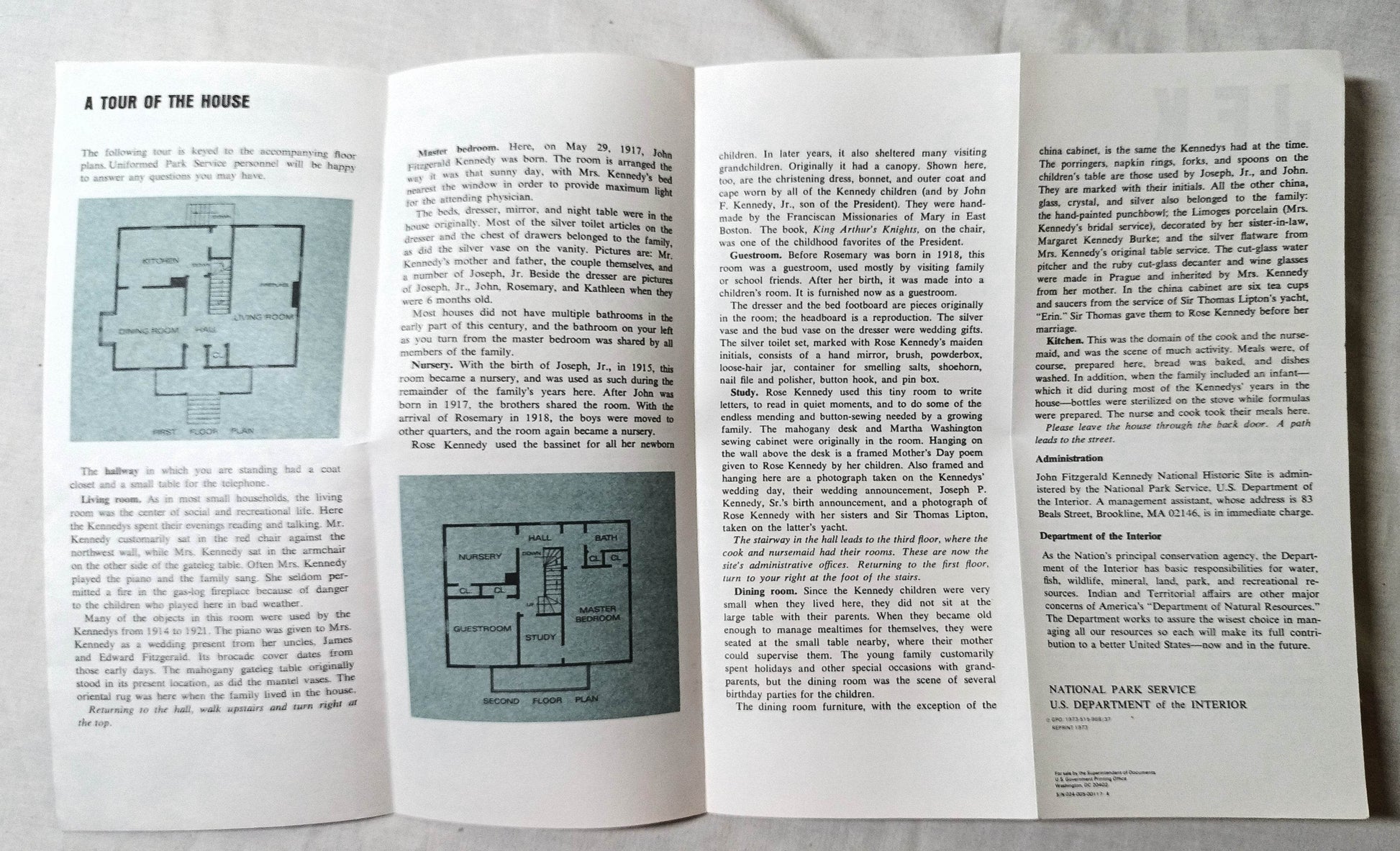 John Fitzgerald Kennedy National Historic Site Brookline Brochure 1973 - TulipStuff