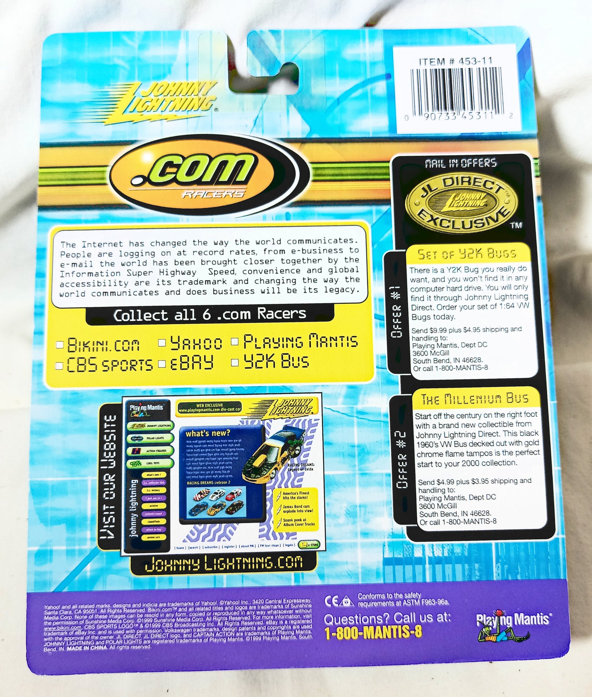 Johnny Lightning Dot Com Racers Y2K Bug VW Concept One Blue - TulipStuff