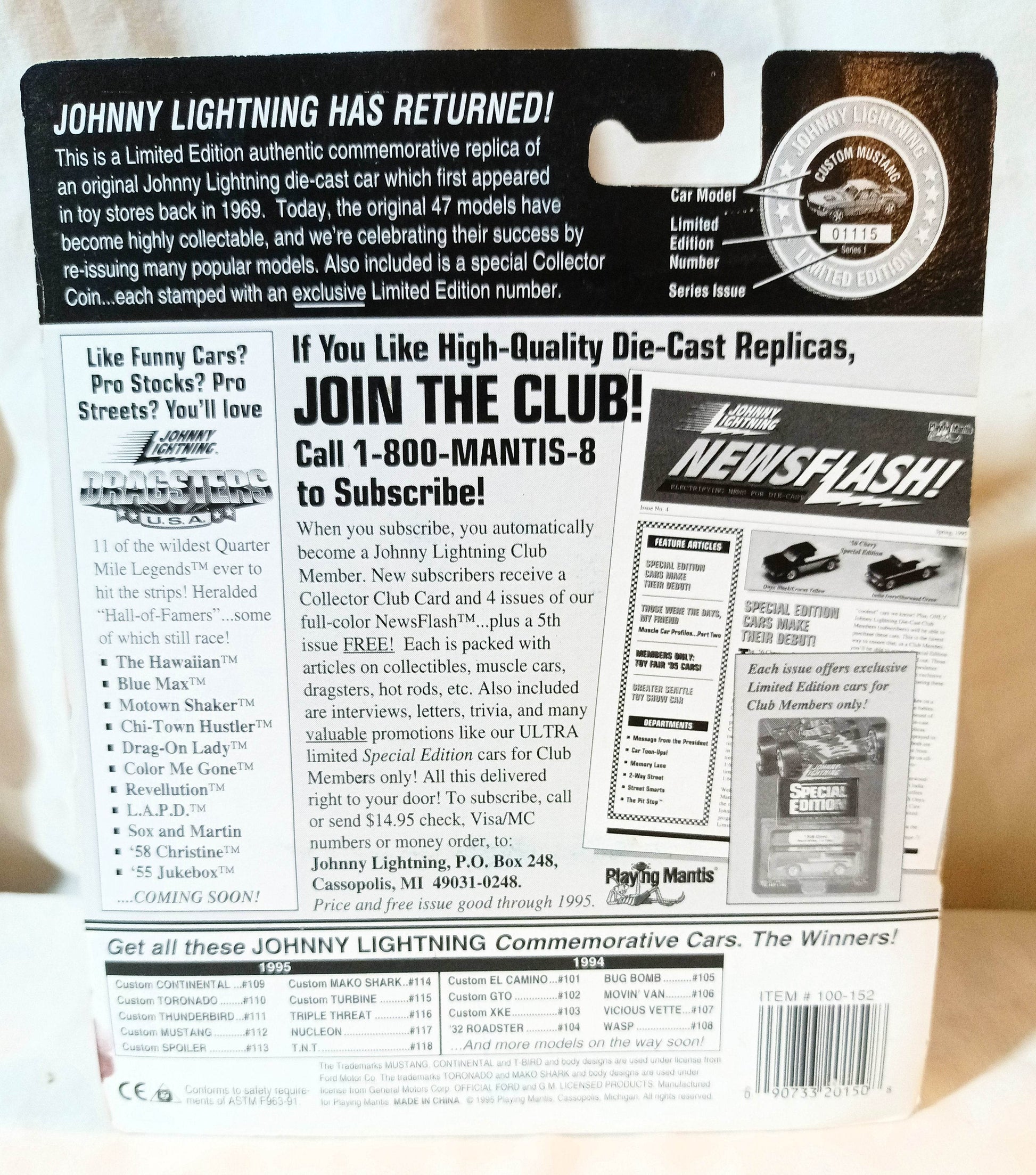 Johnny Lightning Commemorative Custom Mako Shark White Lightning 1995 - TulipStuff