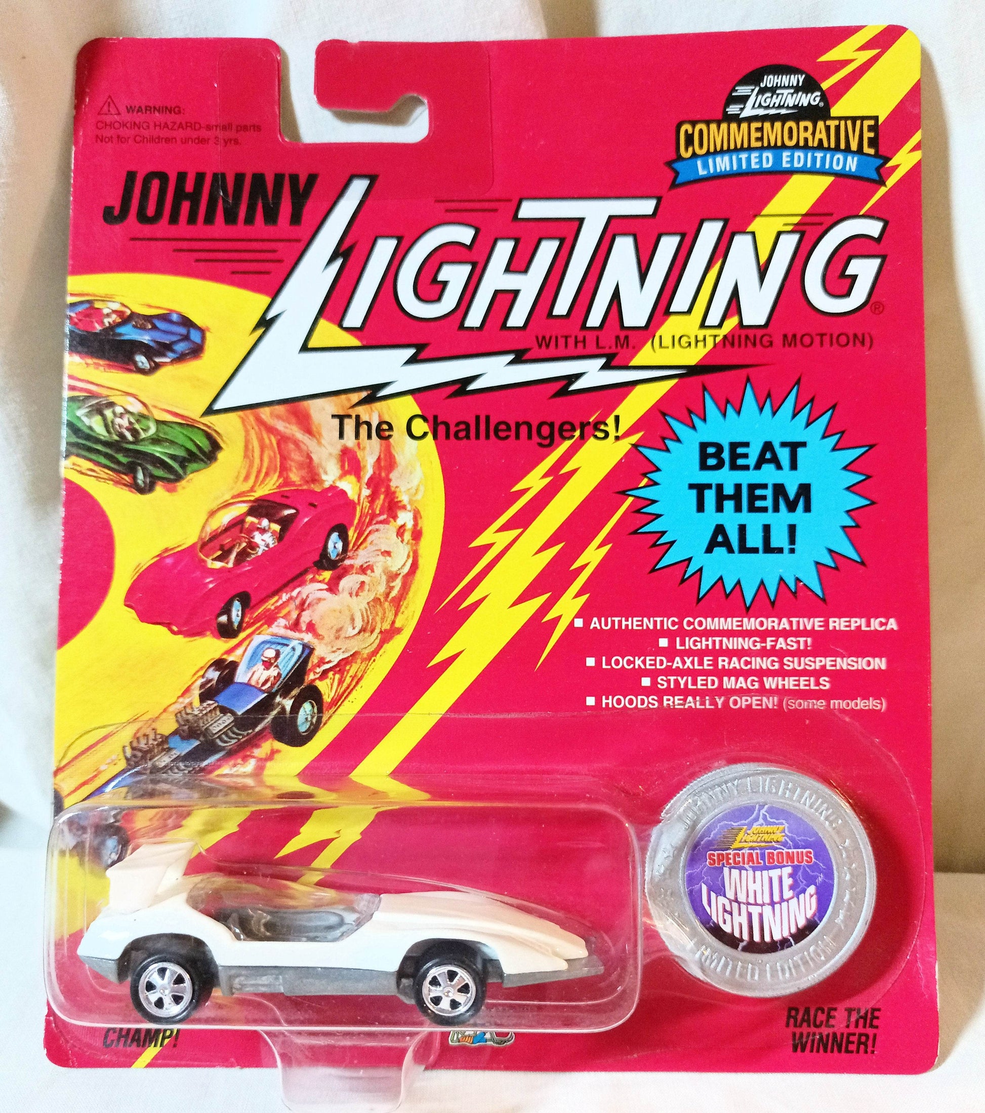 Johnny Lightning Commemorative Custom Spoiler White Lightning 1995 - TulipStuff