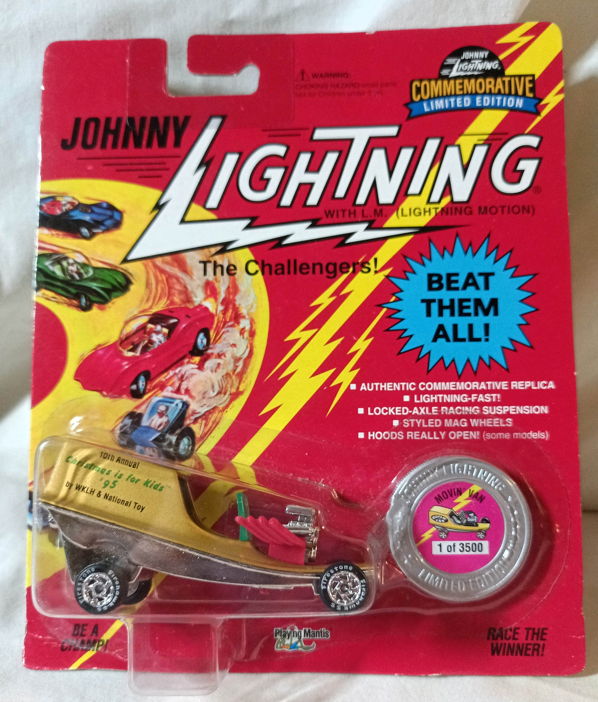 Johnny Lightning Commemorative Ltd Ed Movin Van Christmas Is For Kids '95 Gold - TulipStuff