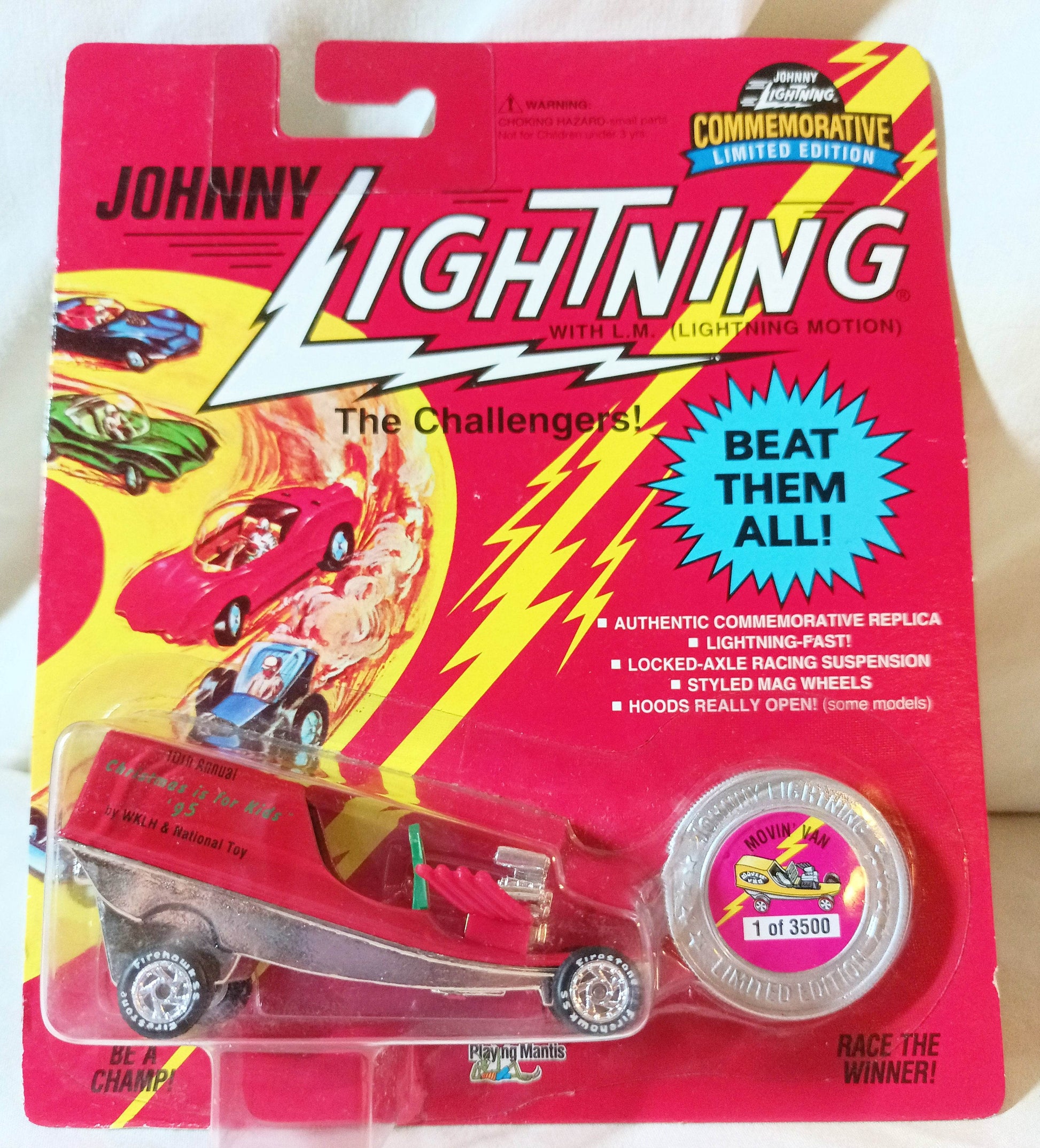 Johnny Lightning Commemorative Ltd Ed Movin Van Christmas Is For Kids '95 Red - TulipStuff