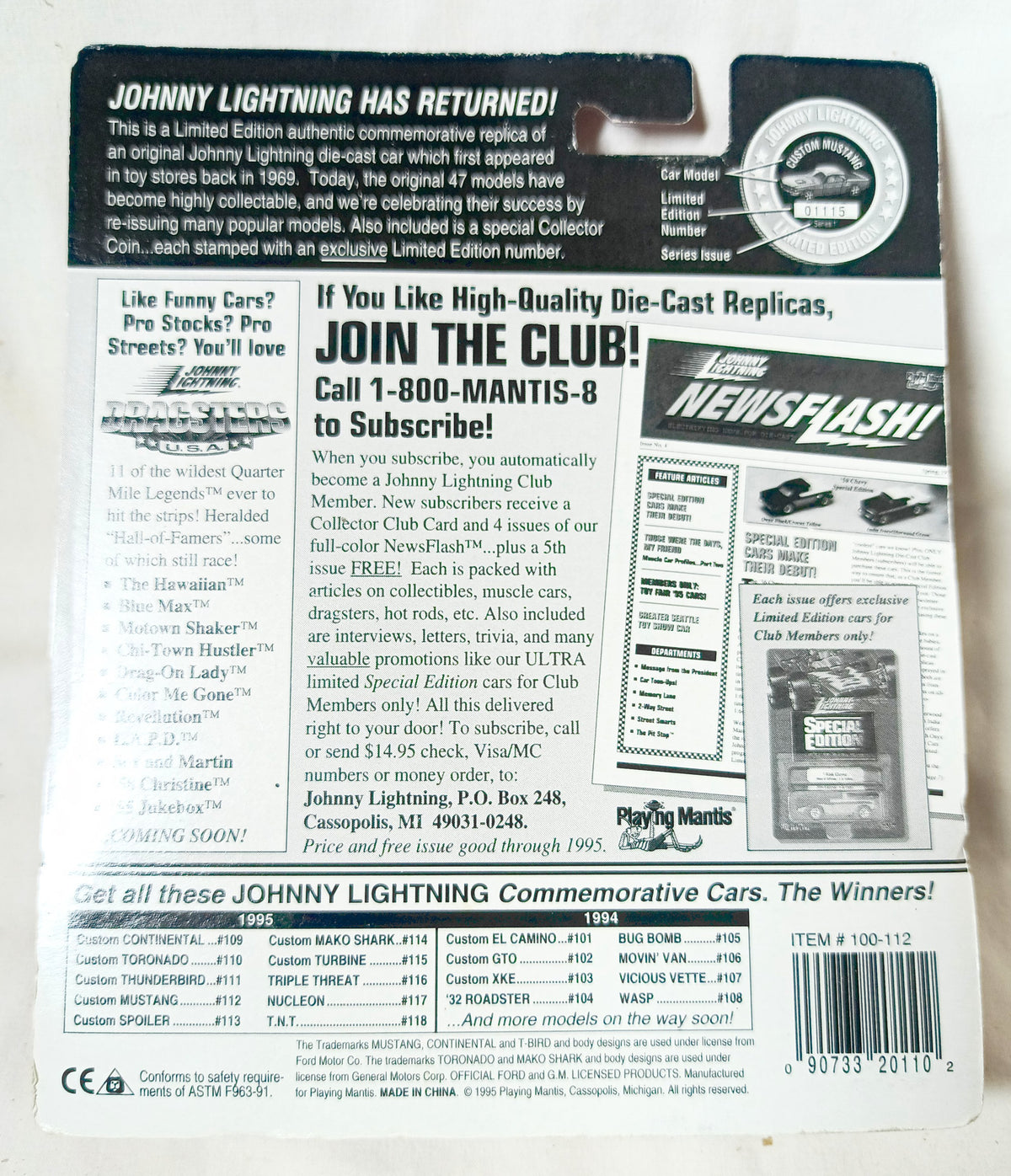 Johnny Lightning Commemorative Series 1 Nucleon Spaceship Car 1995 - TulipStuff