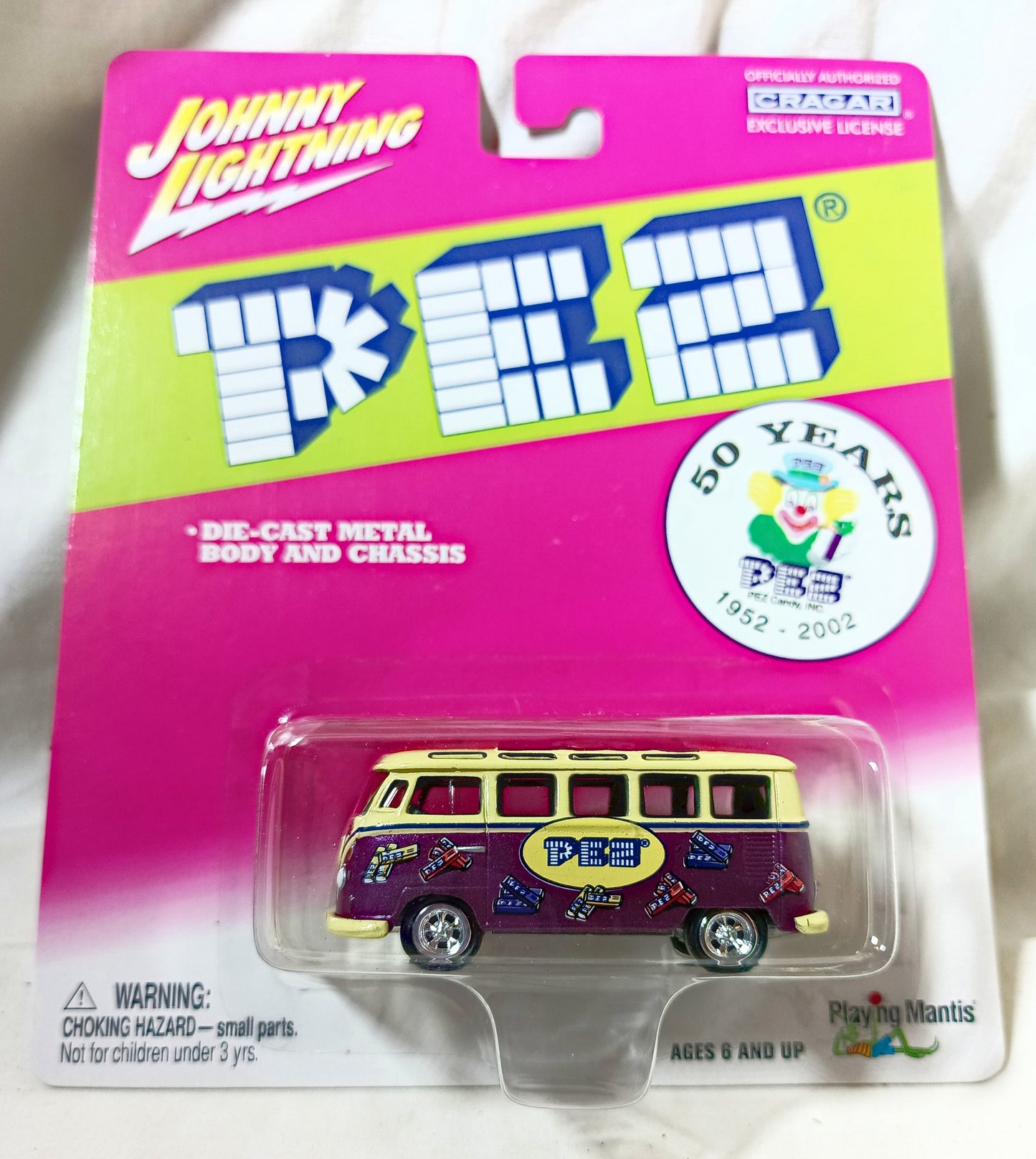 Johnny Lightning Pez 50 Years Volkswagen VW Samba Bus 2002 Purple - TulipStuff