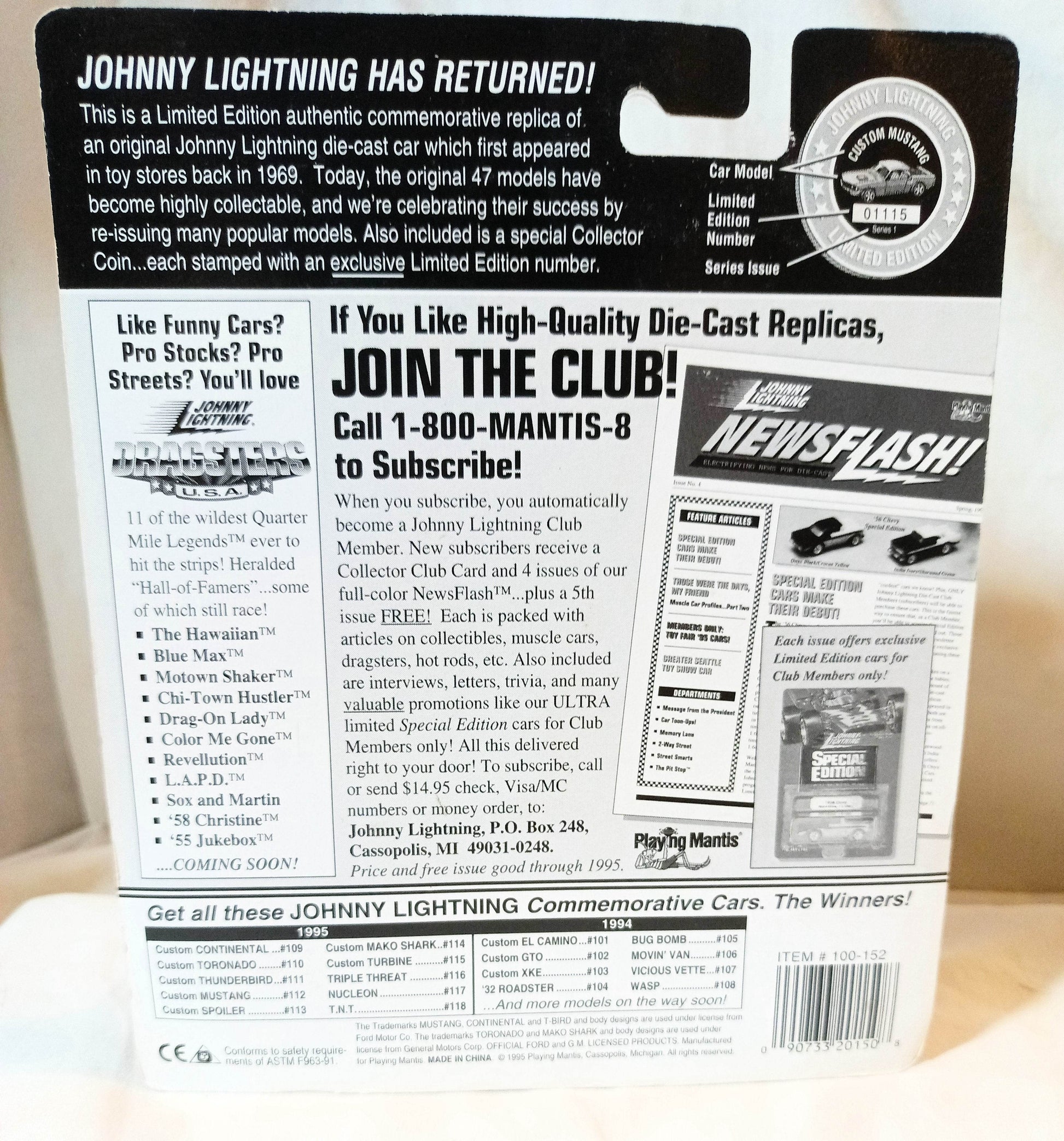 Johnny Lightning Commemorative Custom Thunderbird White Lightning 1995 - TulipStuff