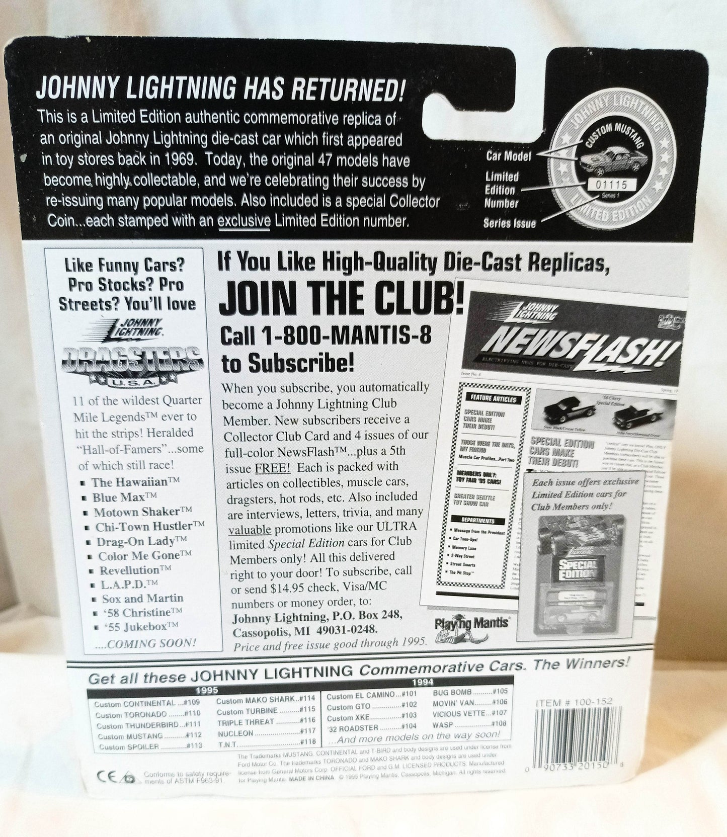 Johnny Lightning Commemorative Ltd Ed T.N.T. White Lightning 1995 - TulipStuff