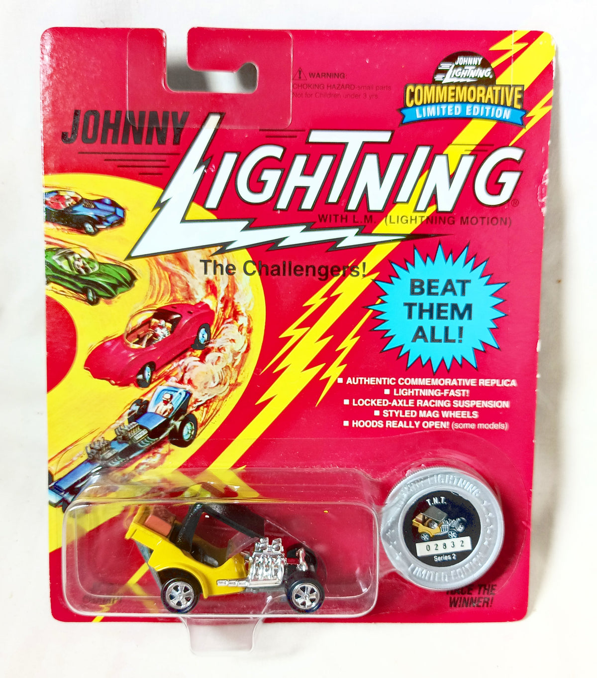 Johnny Lightning Commemorative T.N.T. Hot Rod Yellow Ltd Ed  1995 - TulipStuff