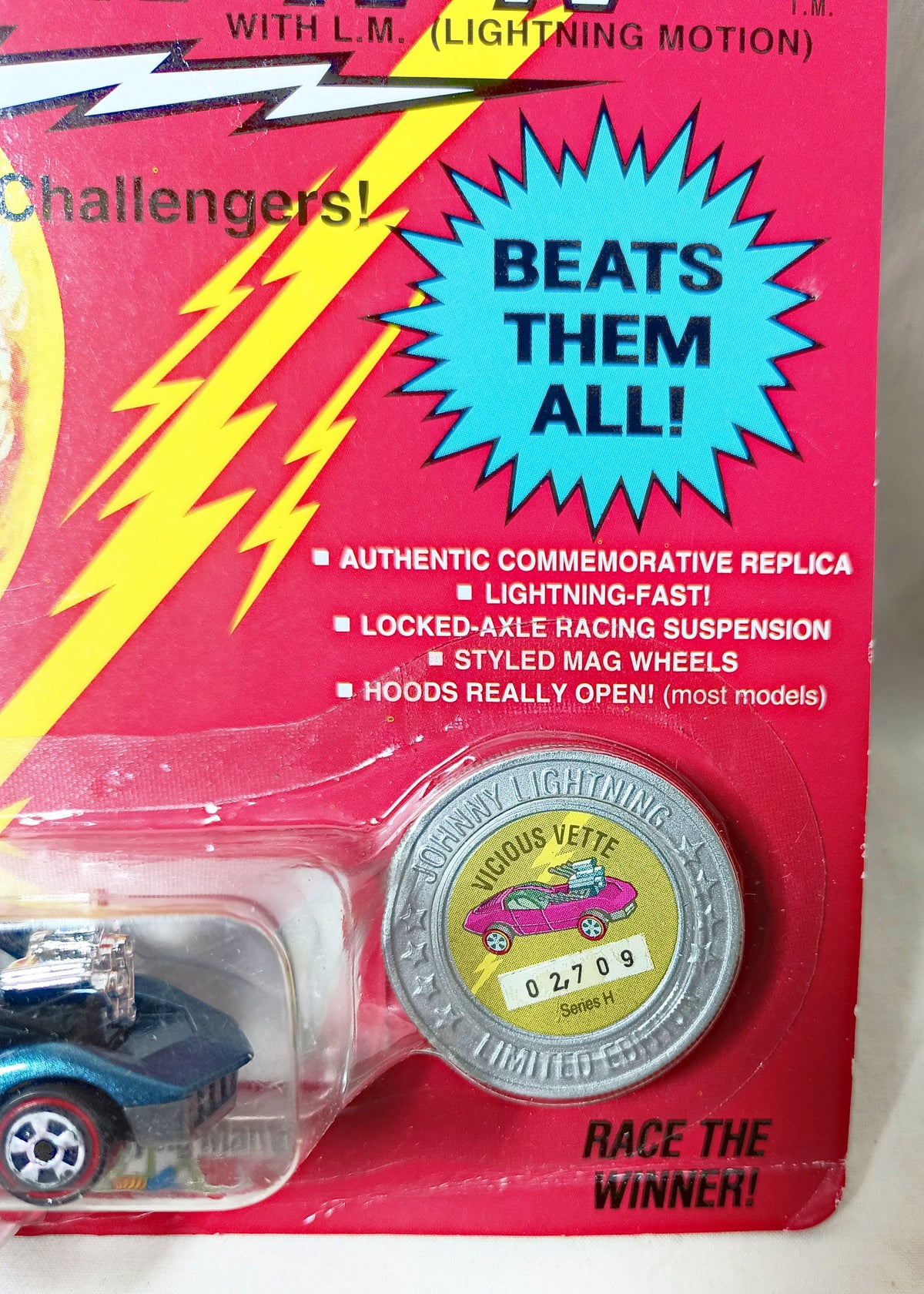 Johnny Lightning Commemorative Series H Vicious Vette Blue 1993 - TulipStuff