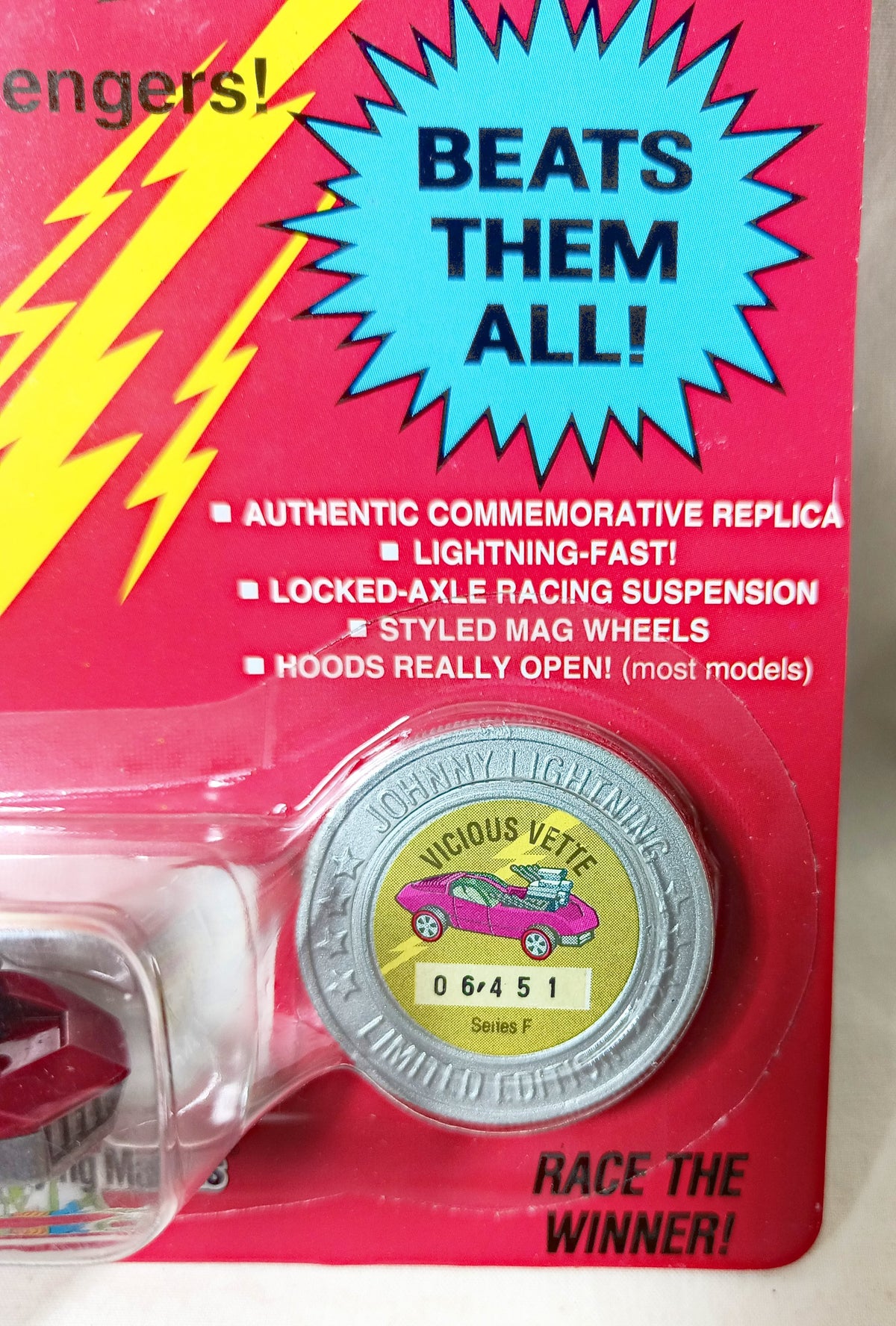 Johnny Lightning Commemorative Series F Vicious Vette Red 1993 - TulipStuff