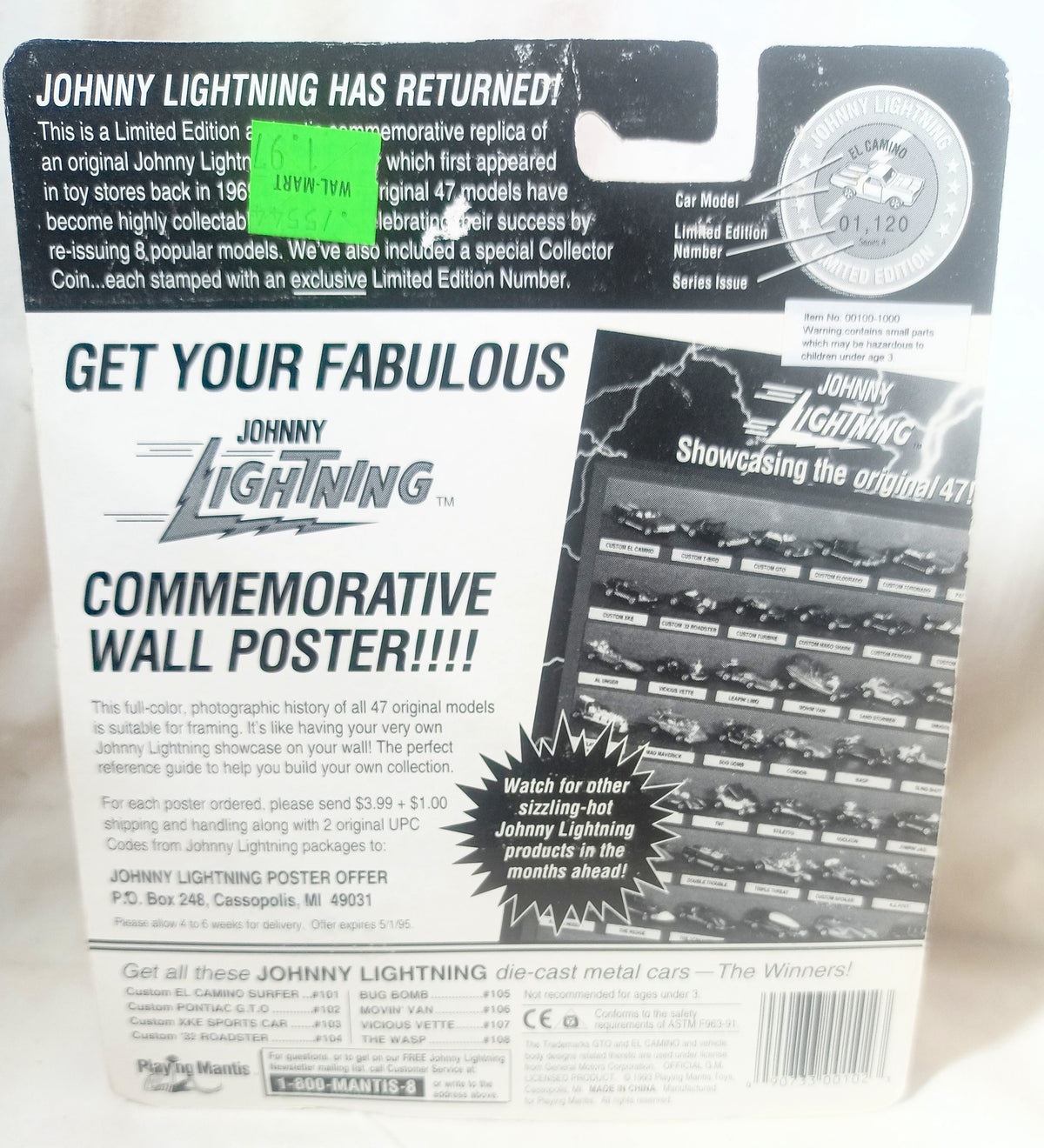 Johnny Lightning Commemorative Ltd Ed Series A Custom GTO Black 1993 - TulipStuff
